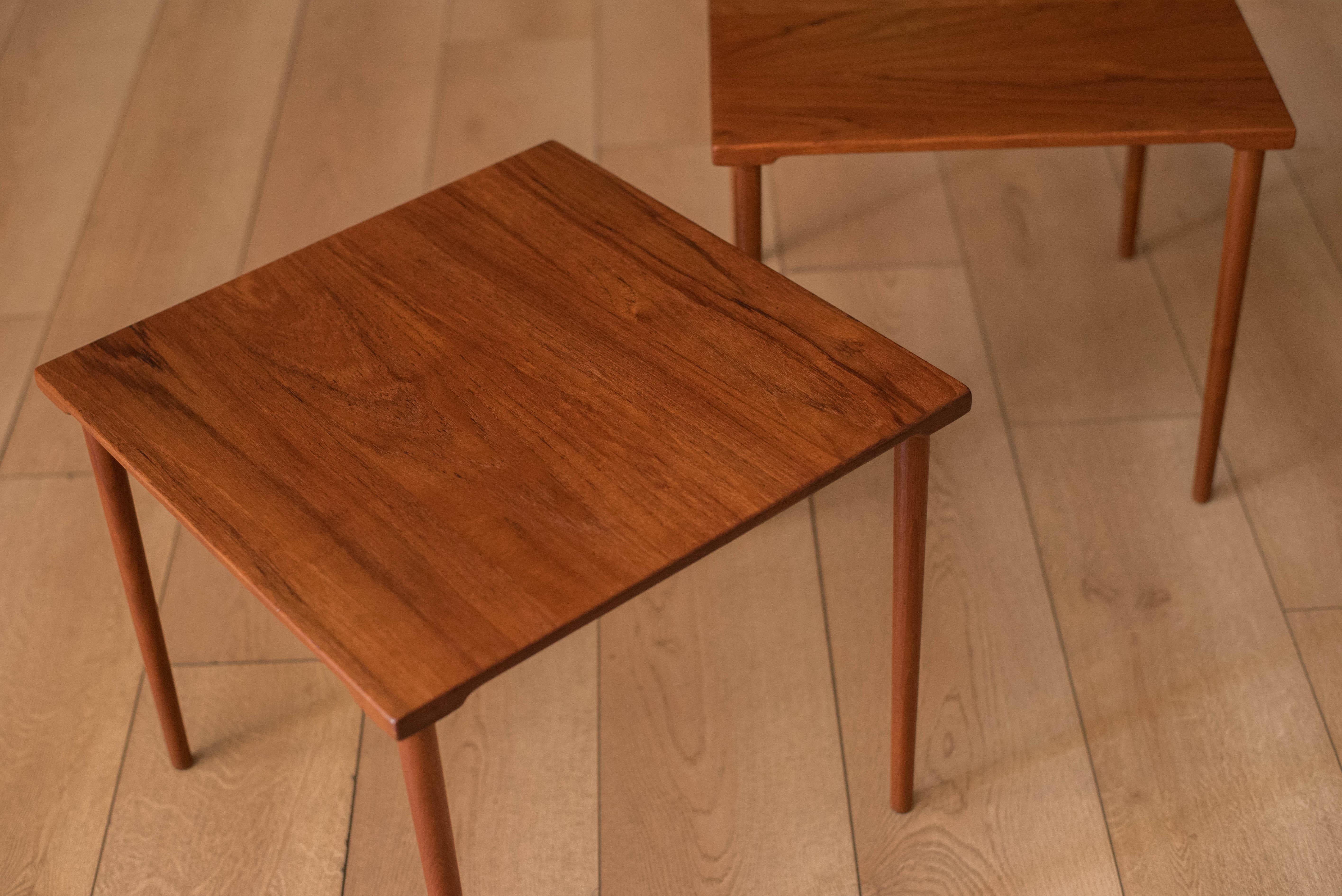 Mid-20th Century Vintage Danish Stacking Solid Teak End Table Set by France & Daverkosen For Sale