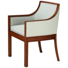 Danish Stained Oak and Upholstered Armchair, circa 1910-1920