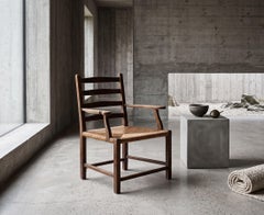 Danish Stained Oak Armchair with Cane and Spindle Back, 1940s