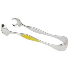 Danish Sterling Silver and Guilloche Enamel Tongs by Frigast Silversmiths