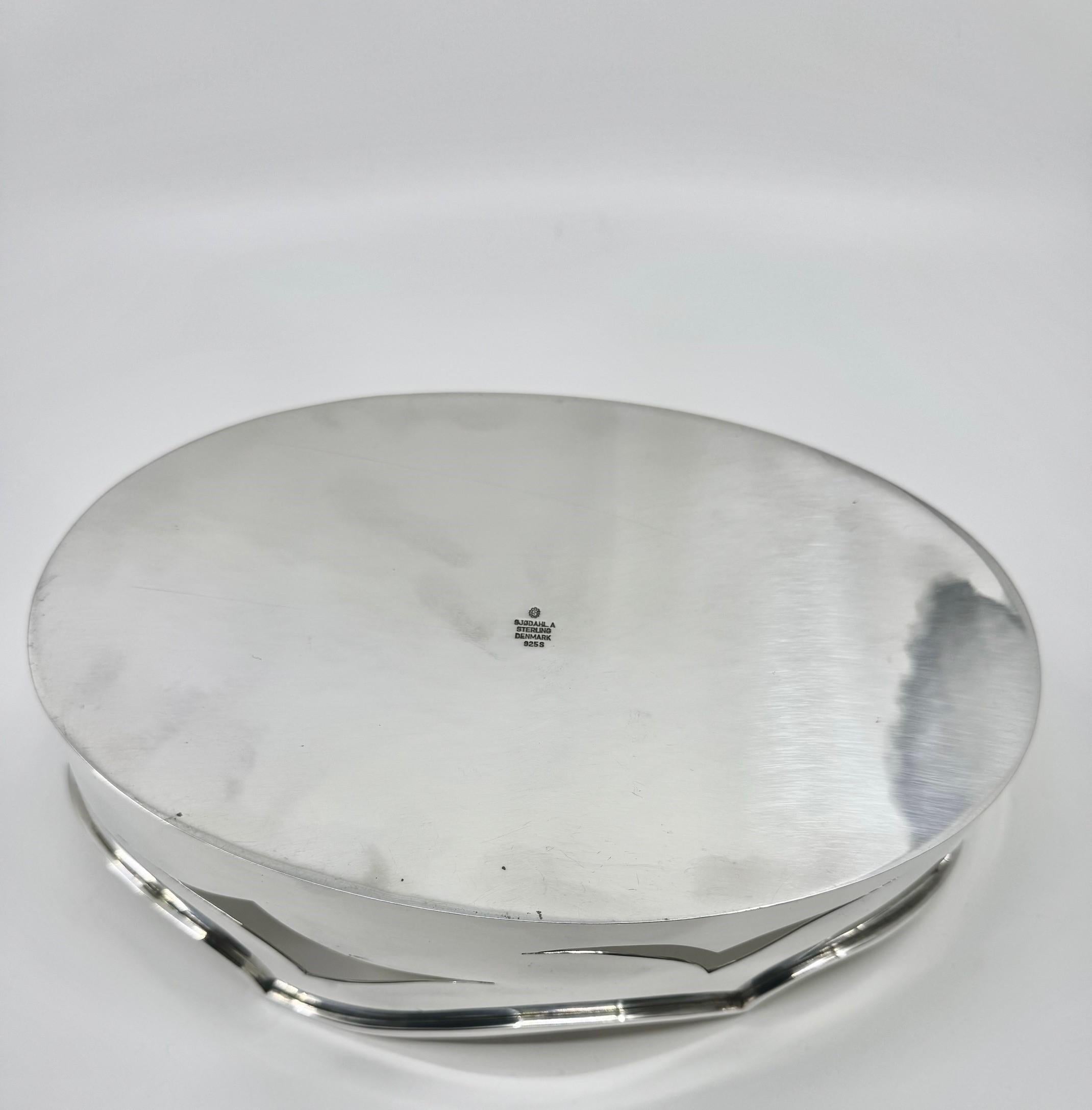 European Danish Sterling Silver Bread Tray For Sale