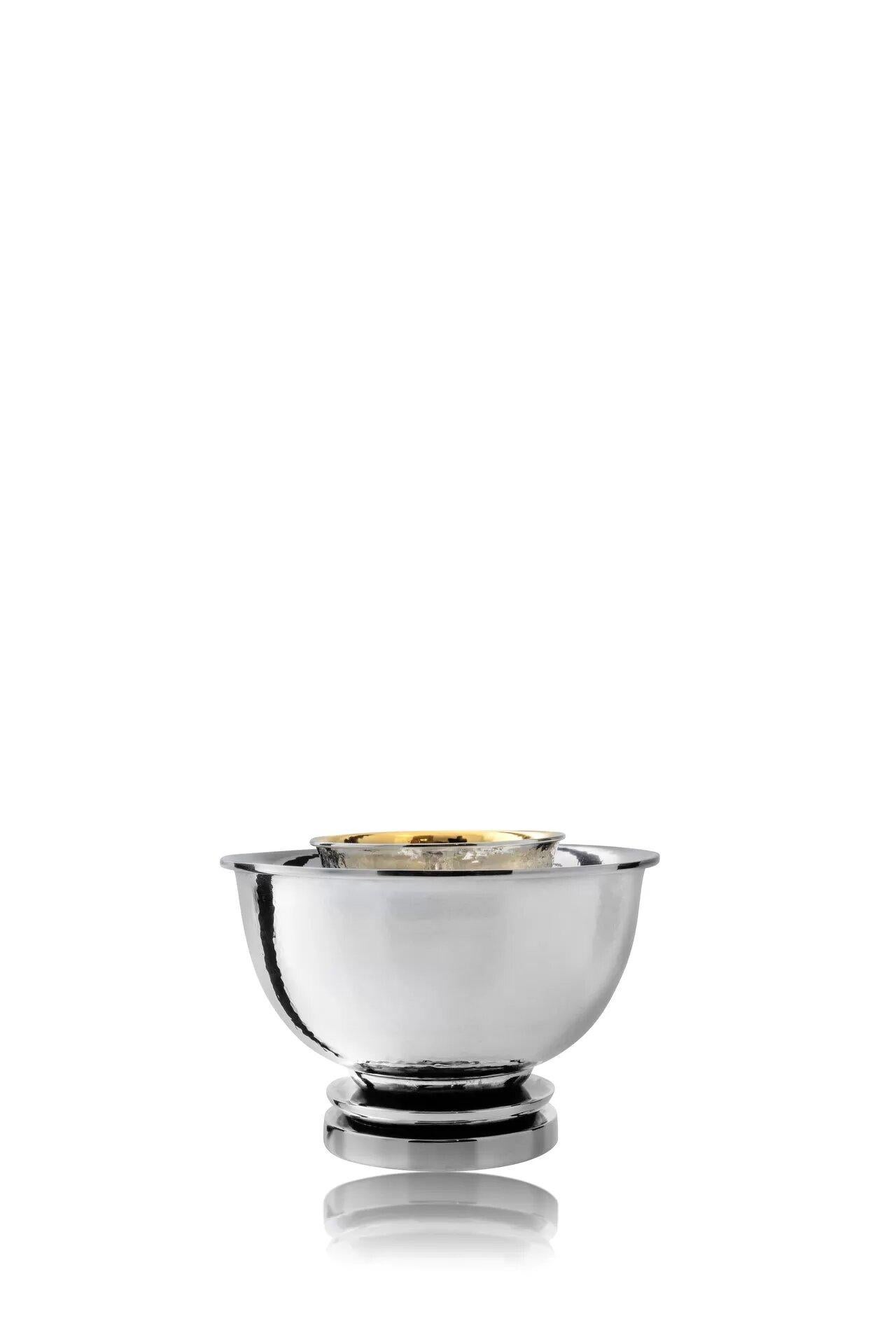Hammered Danish Sterling Silver Caviar Bowl For Sale