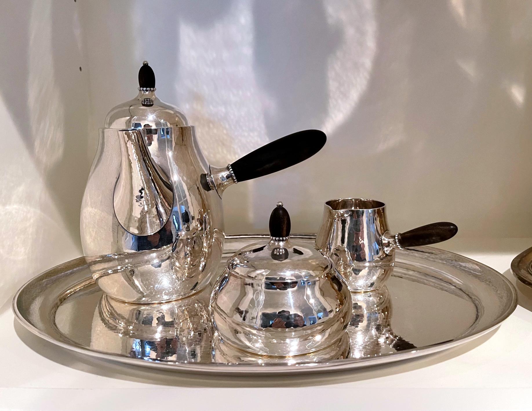 Danish Sterling Silver Coffee or Tea Set Georg Jensen For Sale 14