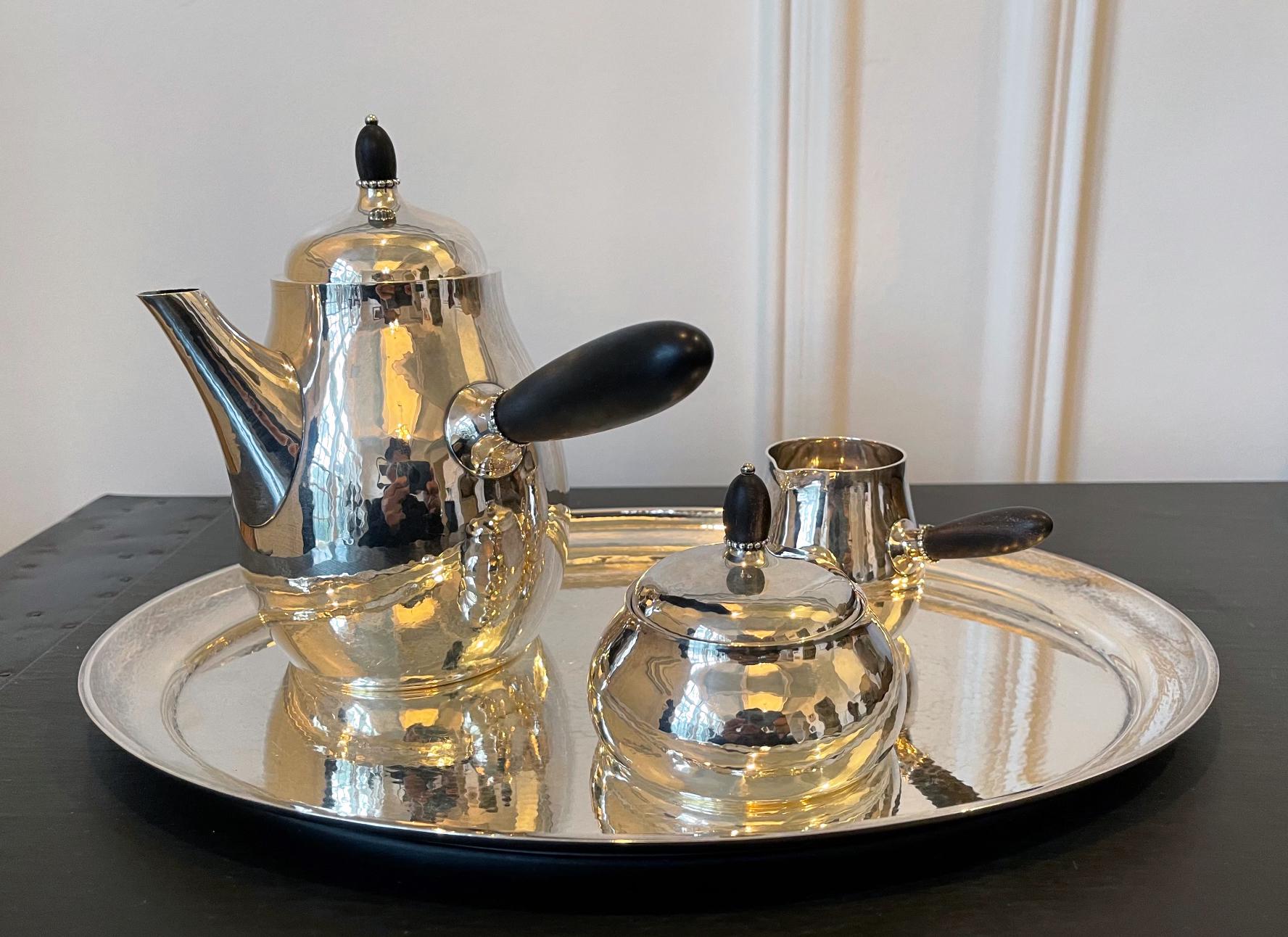 Modern Danish Sterling Silver Coffee or Tea Set Georg Jensen For Sale