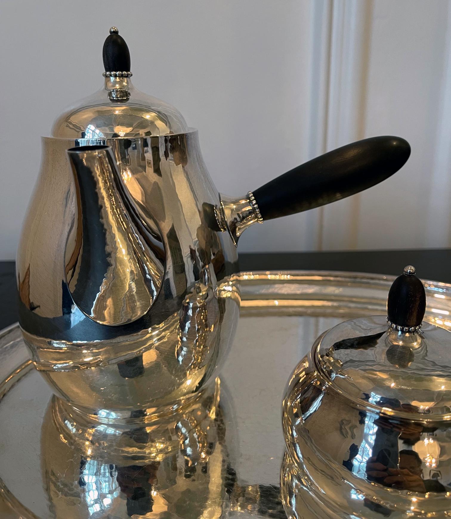 Danish Sterling Silver Coffee or Tea Set Georg Jensen For Sale 2