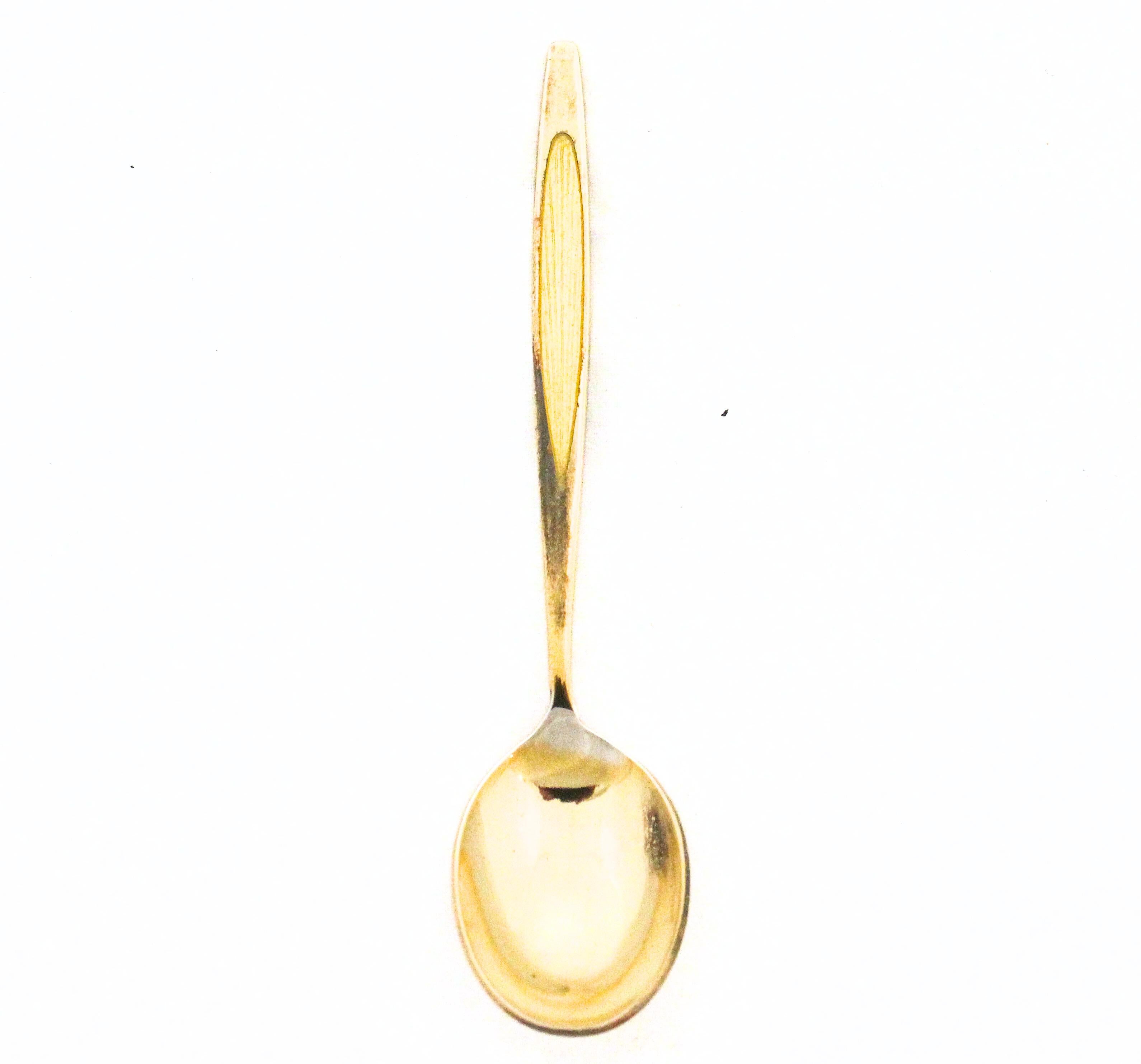 Cuillères danoises en argent et émail - Lot de 6 dans leur boîte d'origine en vente 2