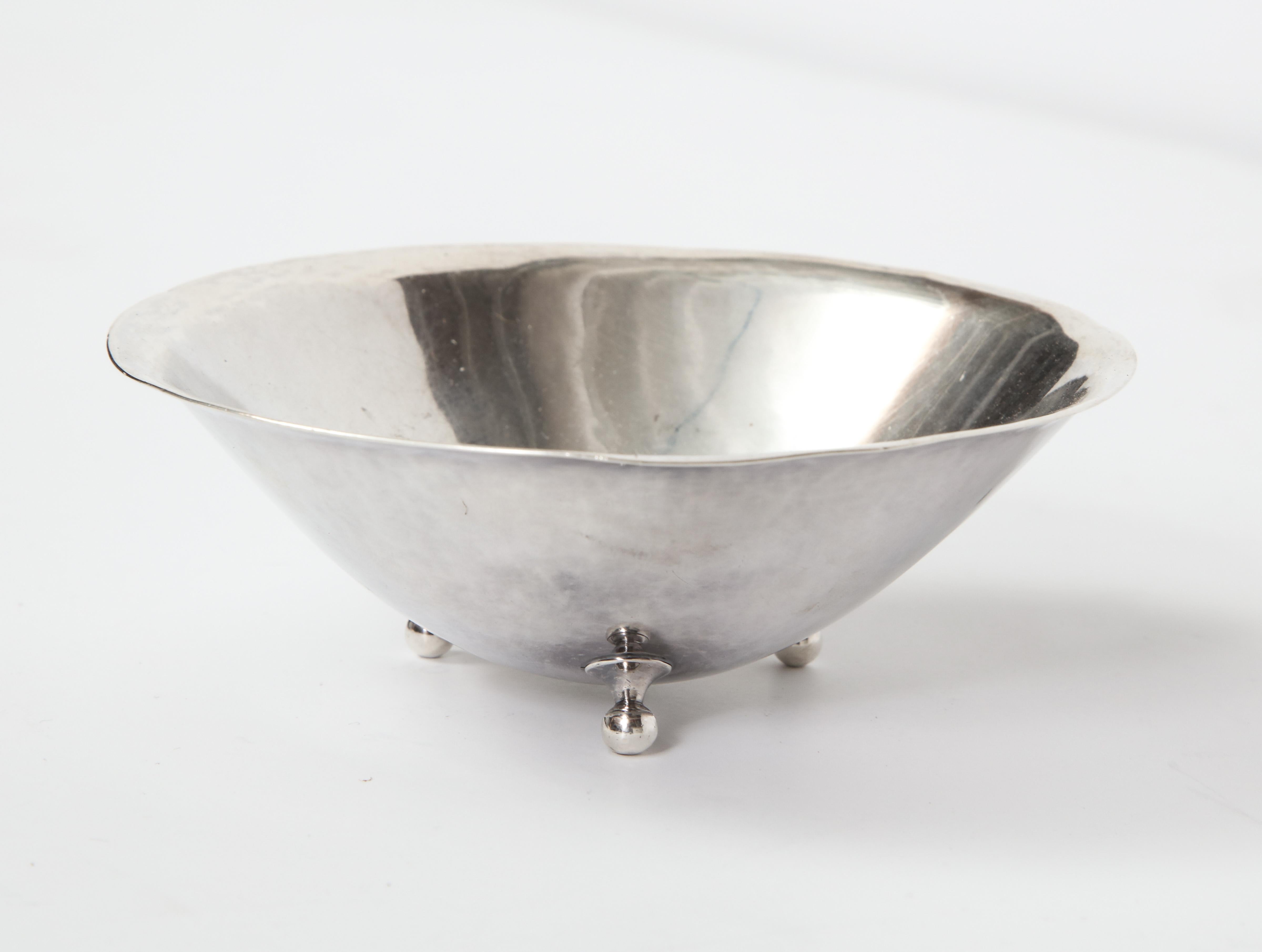 Danish sterling silver footed dish, circa 1950s. Hallmarked Forssen sterling on bottom.