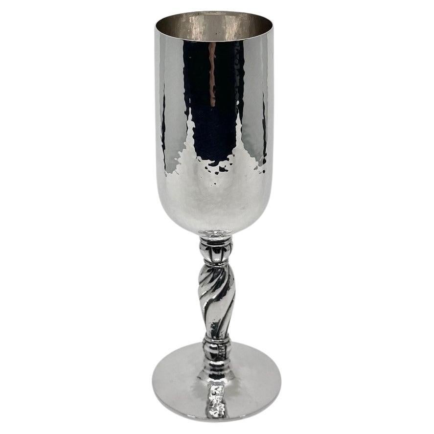 Danish Sterling Silver Hammered Champagne Glass For Sale