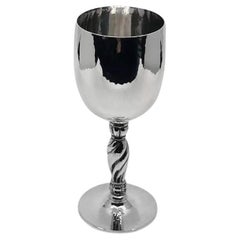 Retro Danish Sterling Silver Hammered Red Wine Cup