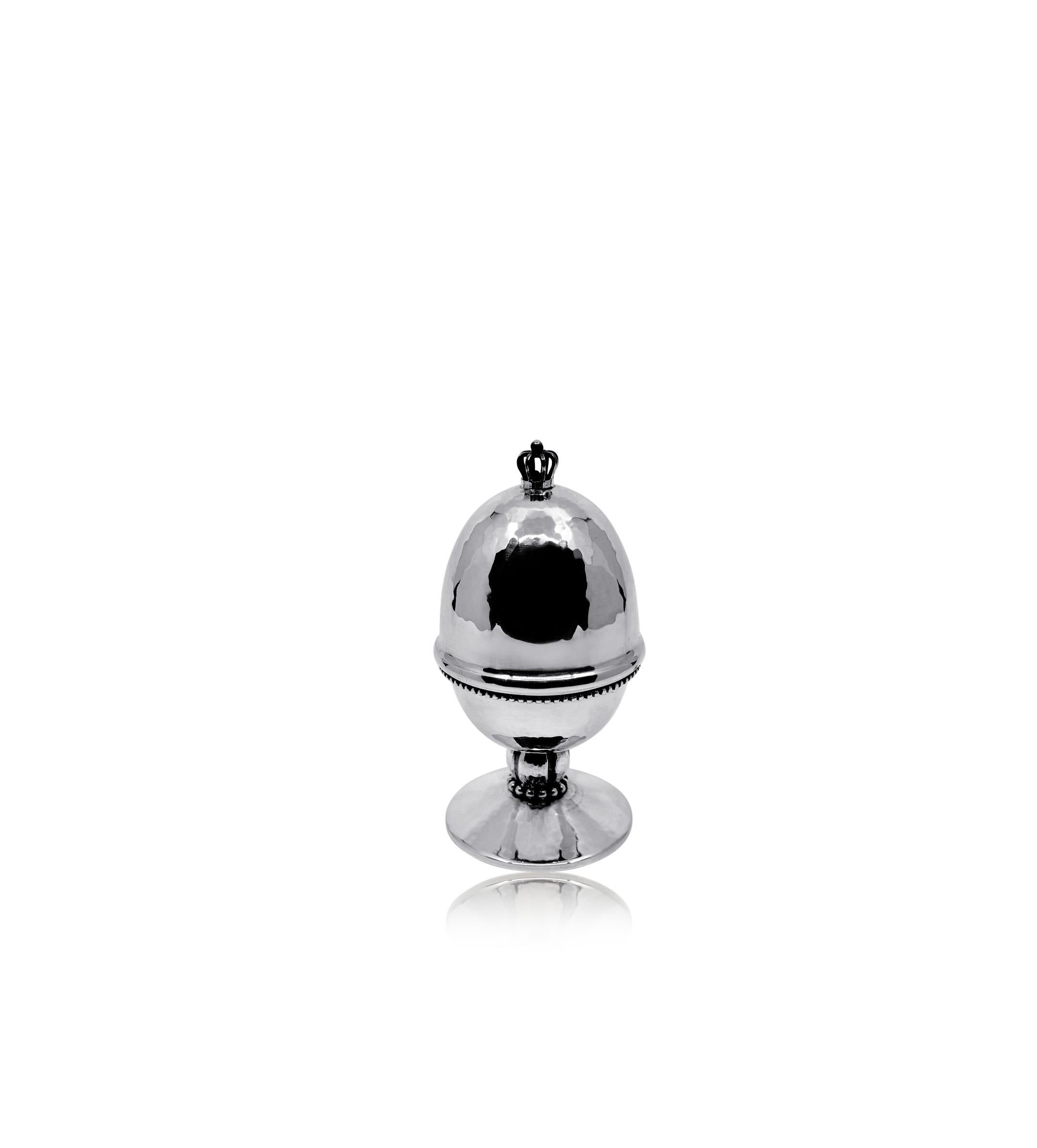 Fait main Porte-caviar danois en argent sterling martelé à la main