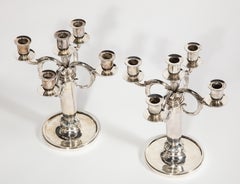 Danish Sterling Silver Modernist Five-Light Candelabras, Pair, circa 1932