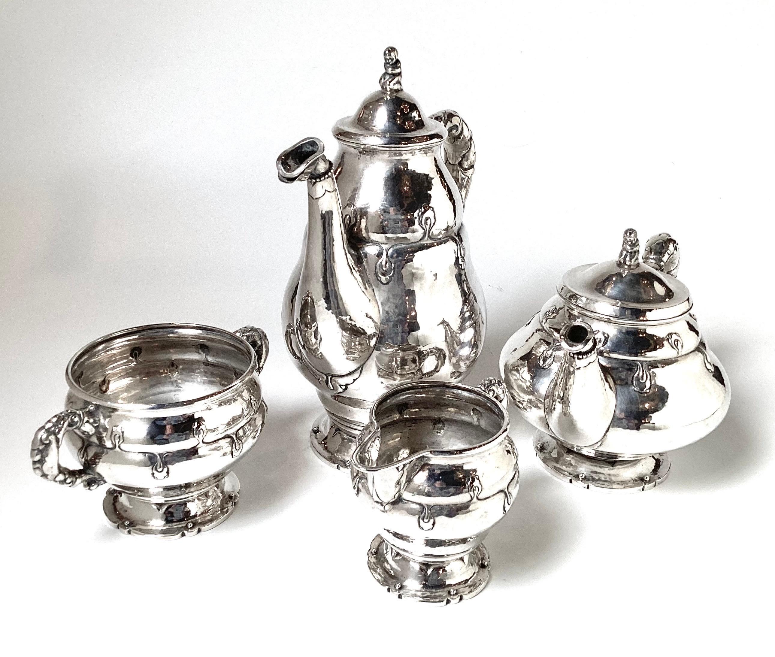 Juego de té danés de plata de ley de principios del siglo XX por Christian F. Heise Danés en venta