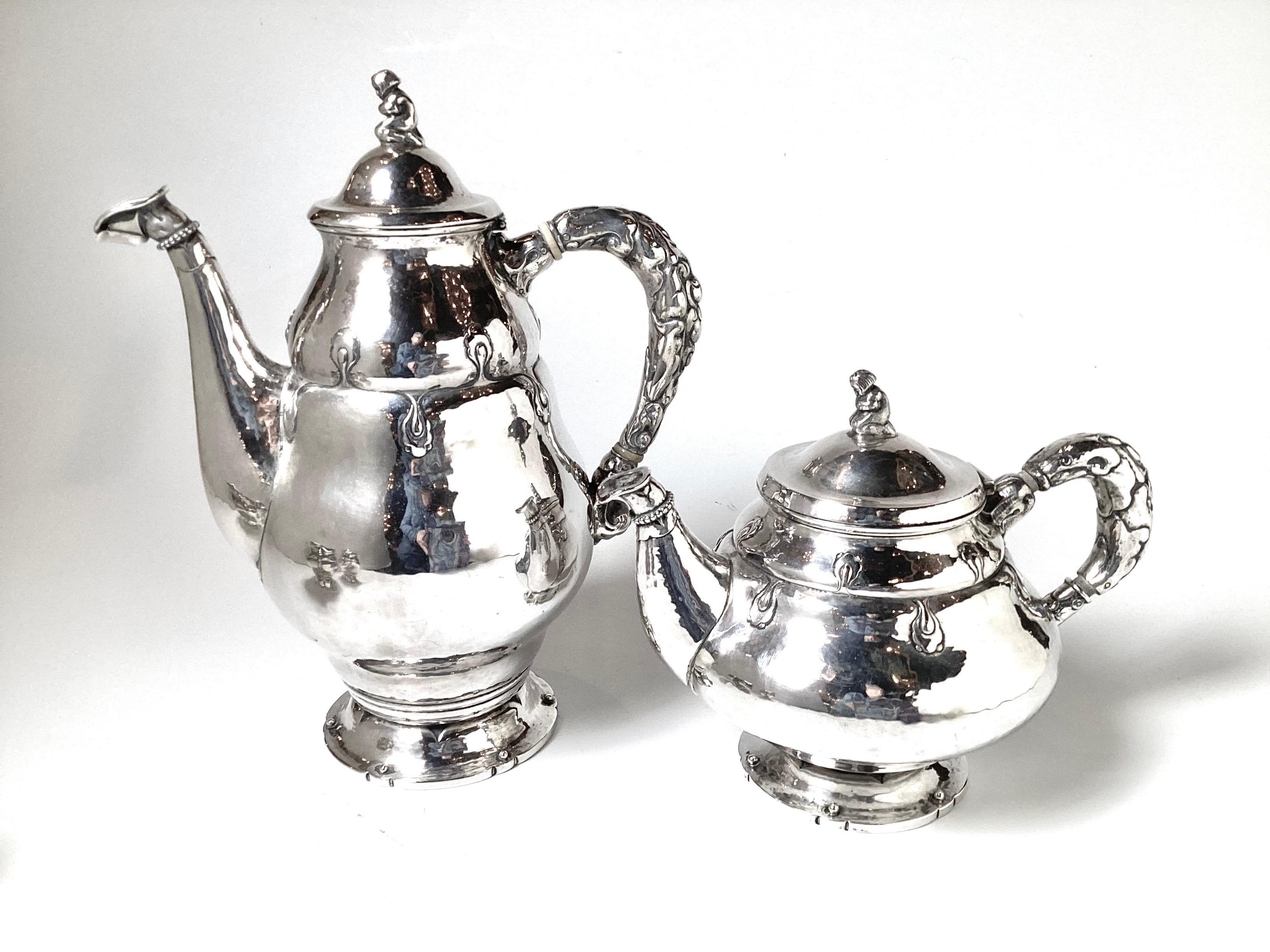 Juego de té danés de plata de ley de principios del siglo XX por Christian F. Heise en Bueno estado para la venta en Lambertville, NJ