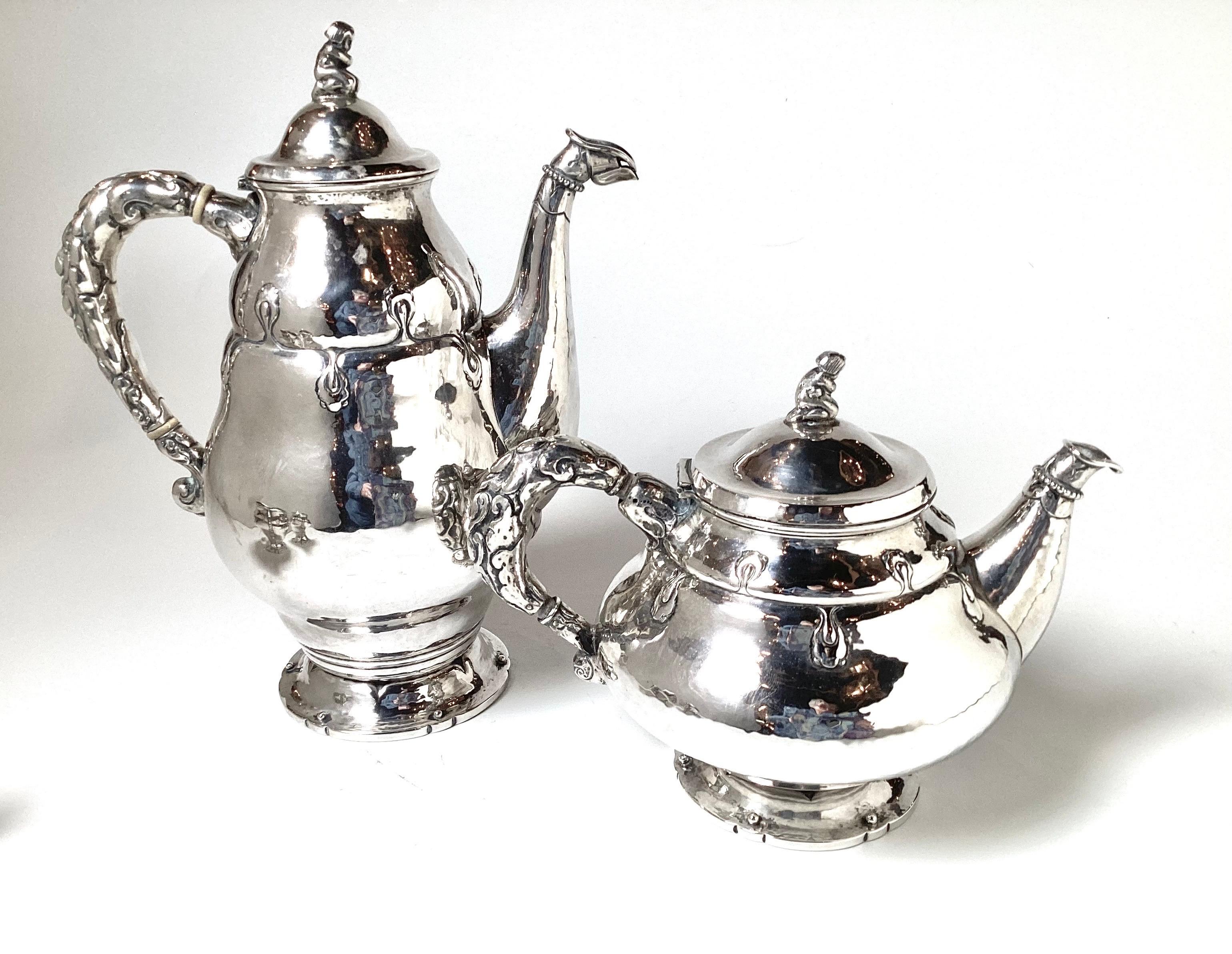 Juego de té danés de plata de ley de principios del siglo XX por Christian F. Heise Plata esterlina en venta