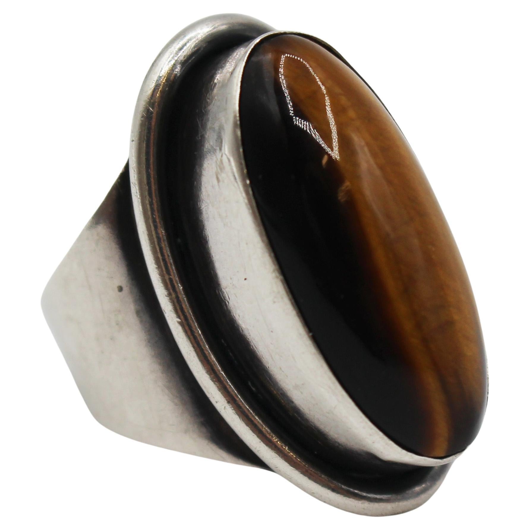 Dänischer Sterling & Tigerauge Ring von Carl Ove Fydensburg