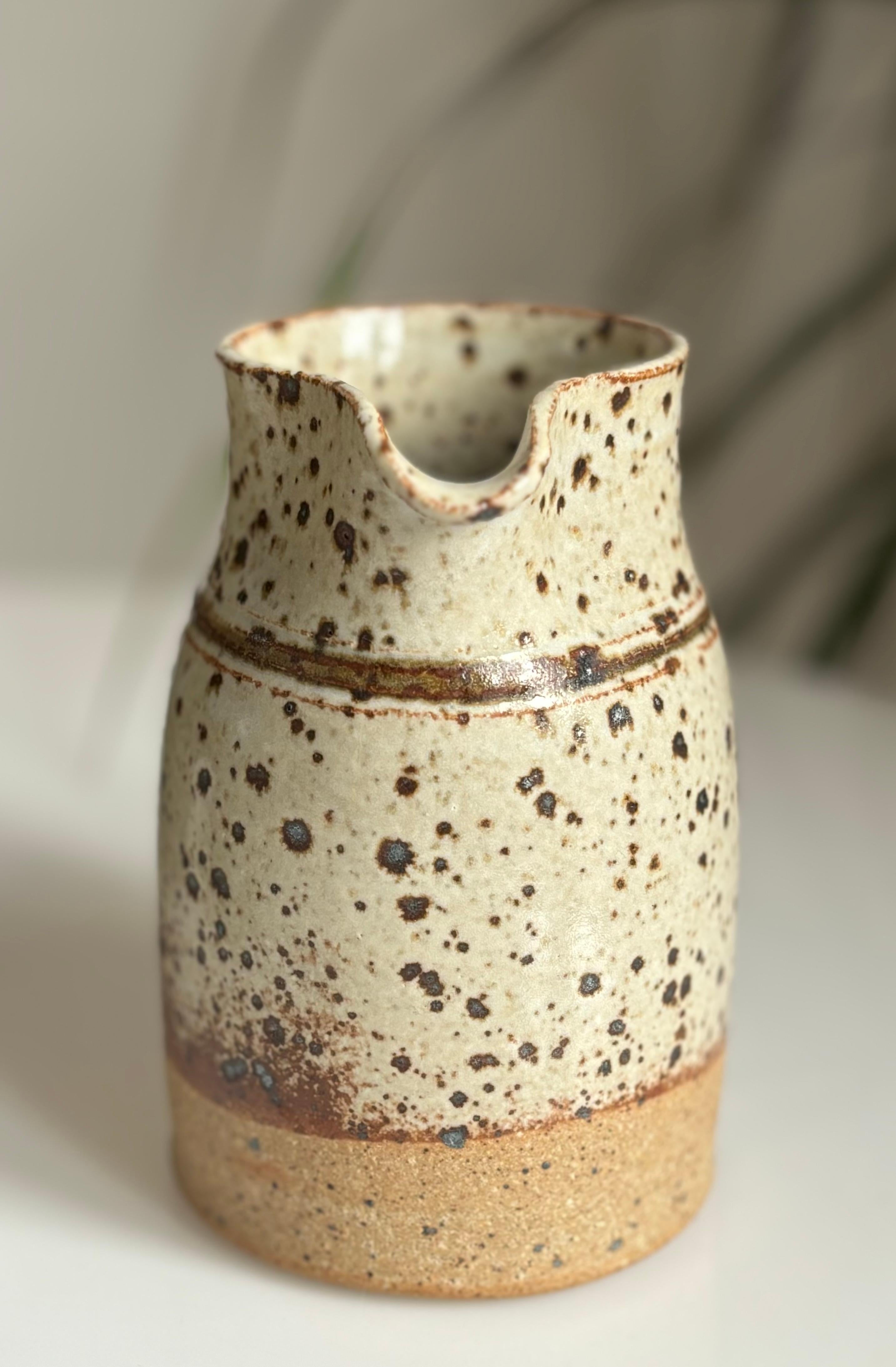 Danish Stoneware Spotted Glaze Pitcher Vase, 1970s In Good Condition In Copenhagen, DK