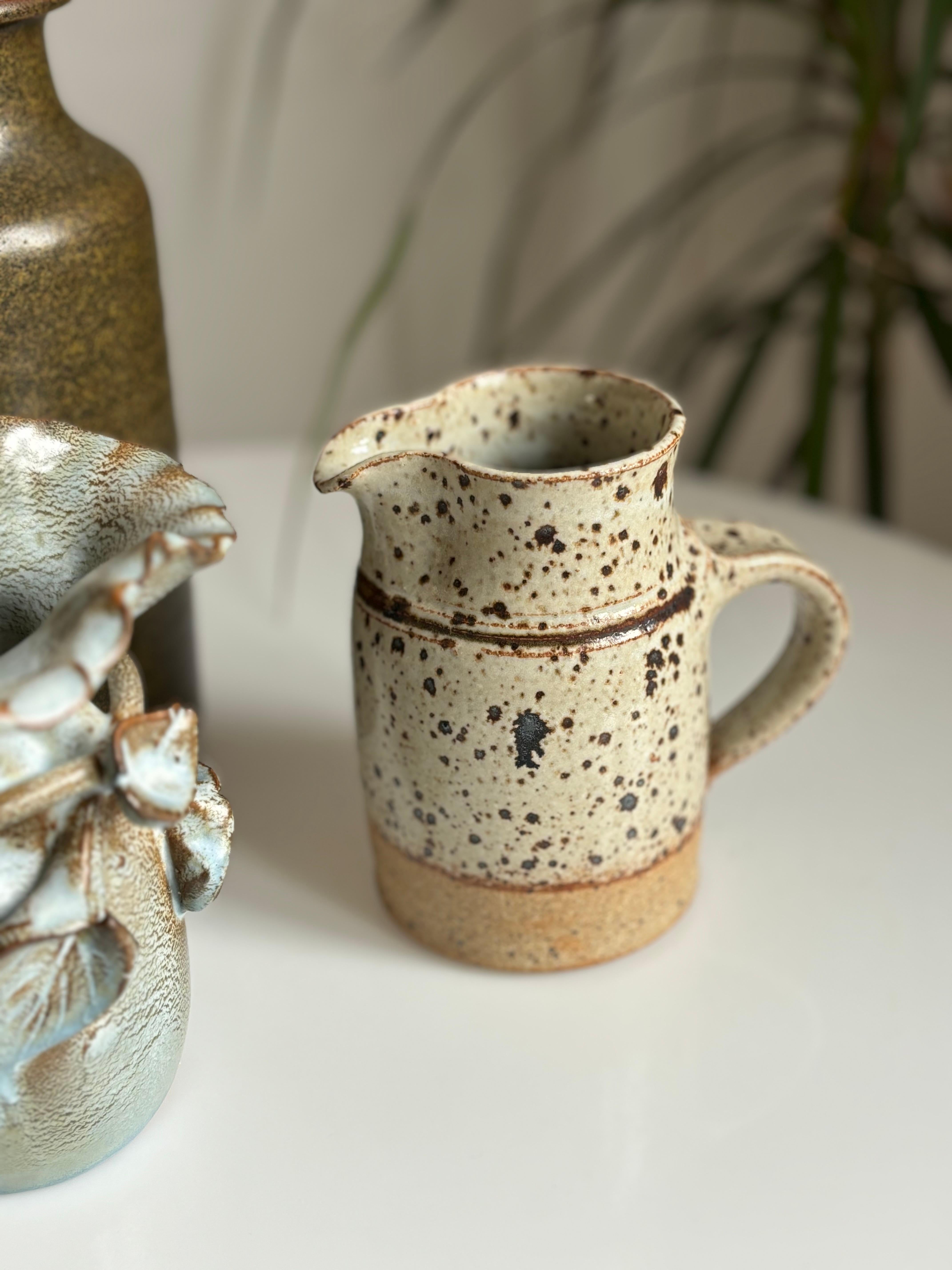 Danish Stoneware Spotted Glaze Pitcher Vase, 1970s 1
