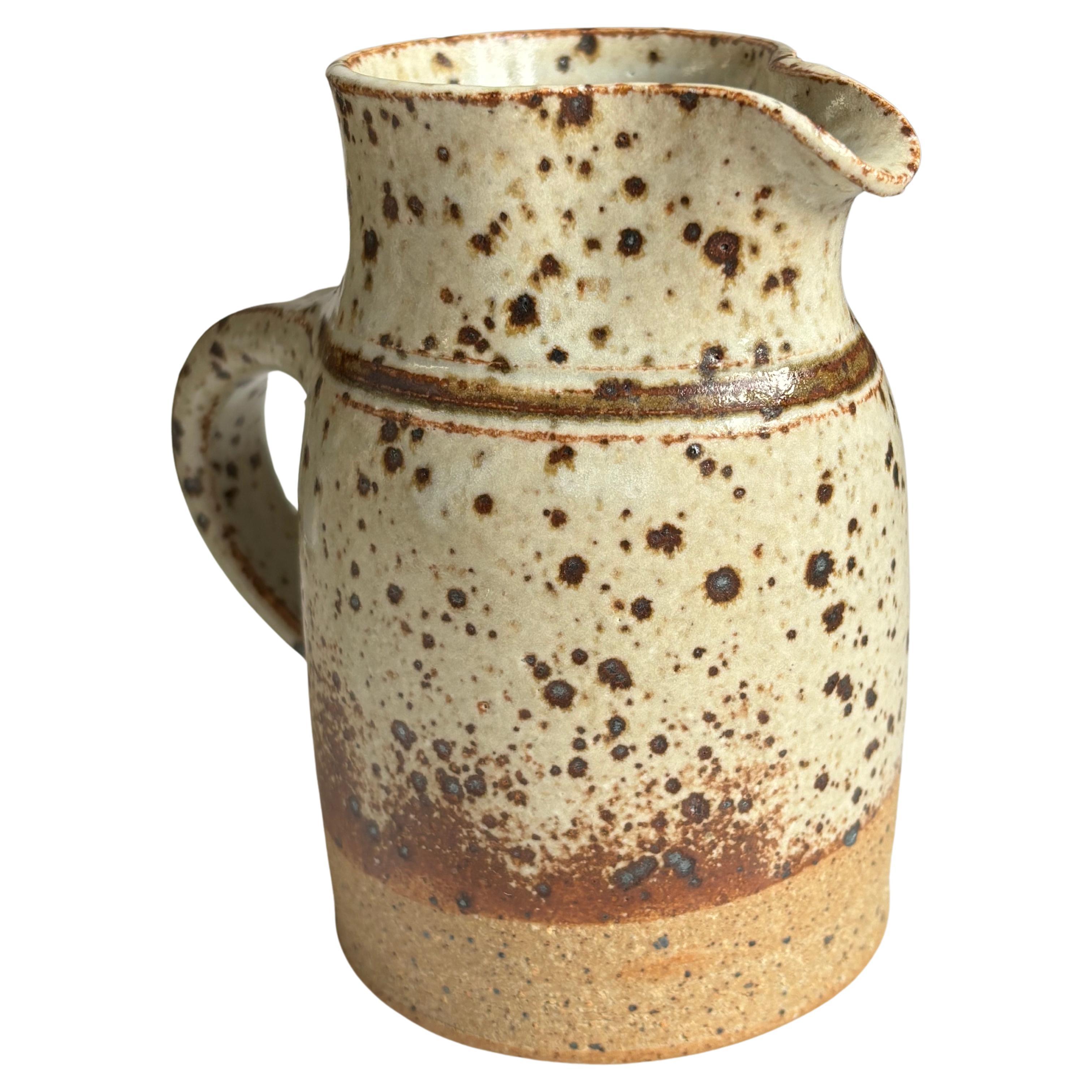 Danish Stoneware Spotted Glaze Pitcher Vase, 1970s