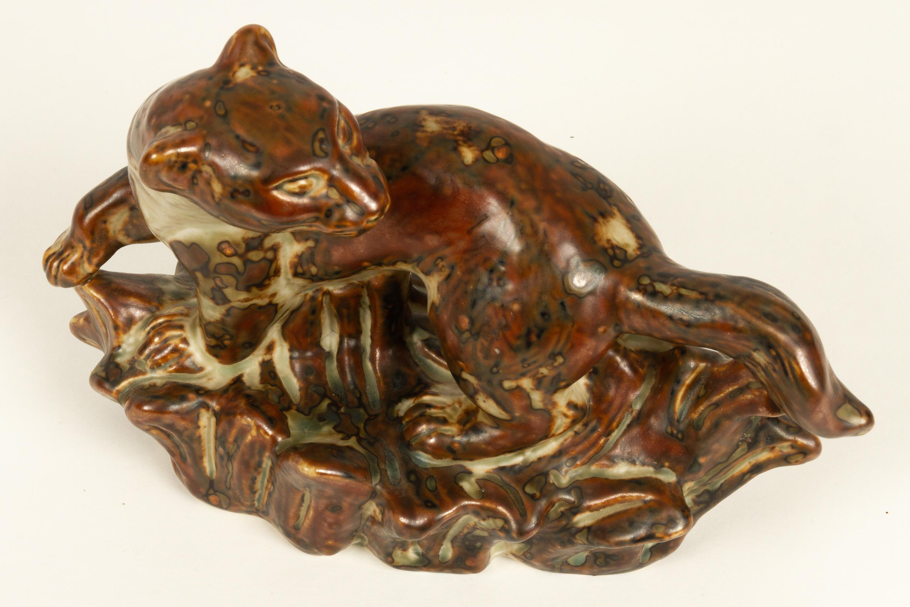 Danish Stoneware Stoat Figurine by Knud Kyhn for Royal Copenhagen, 1970s For Sale 1