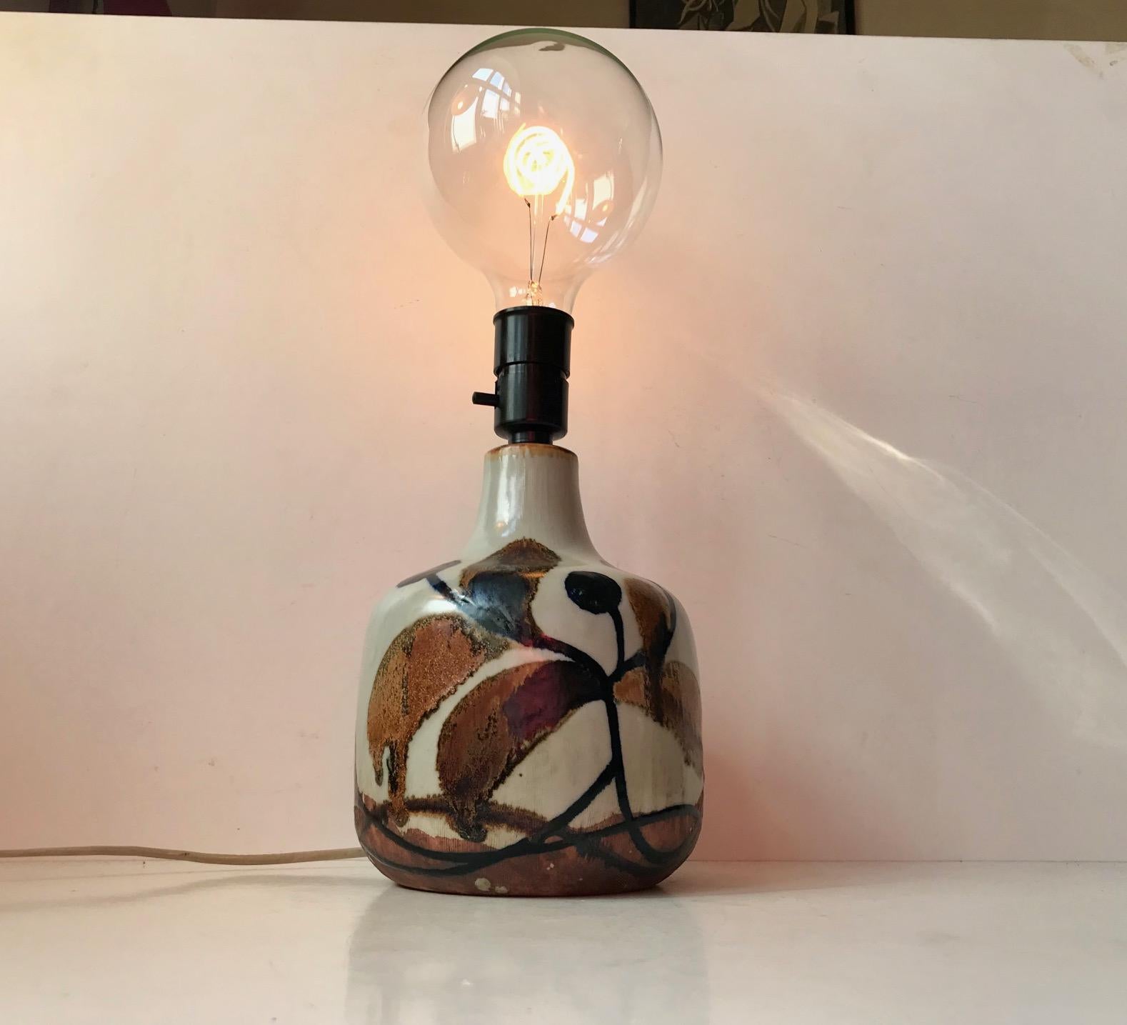 Mid-Century Modern Danish Stoneware Table Lamp with Autumn Glaze by Ursula Printz Mogensen, 1960s