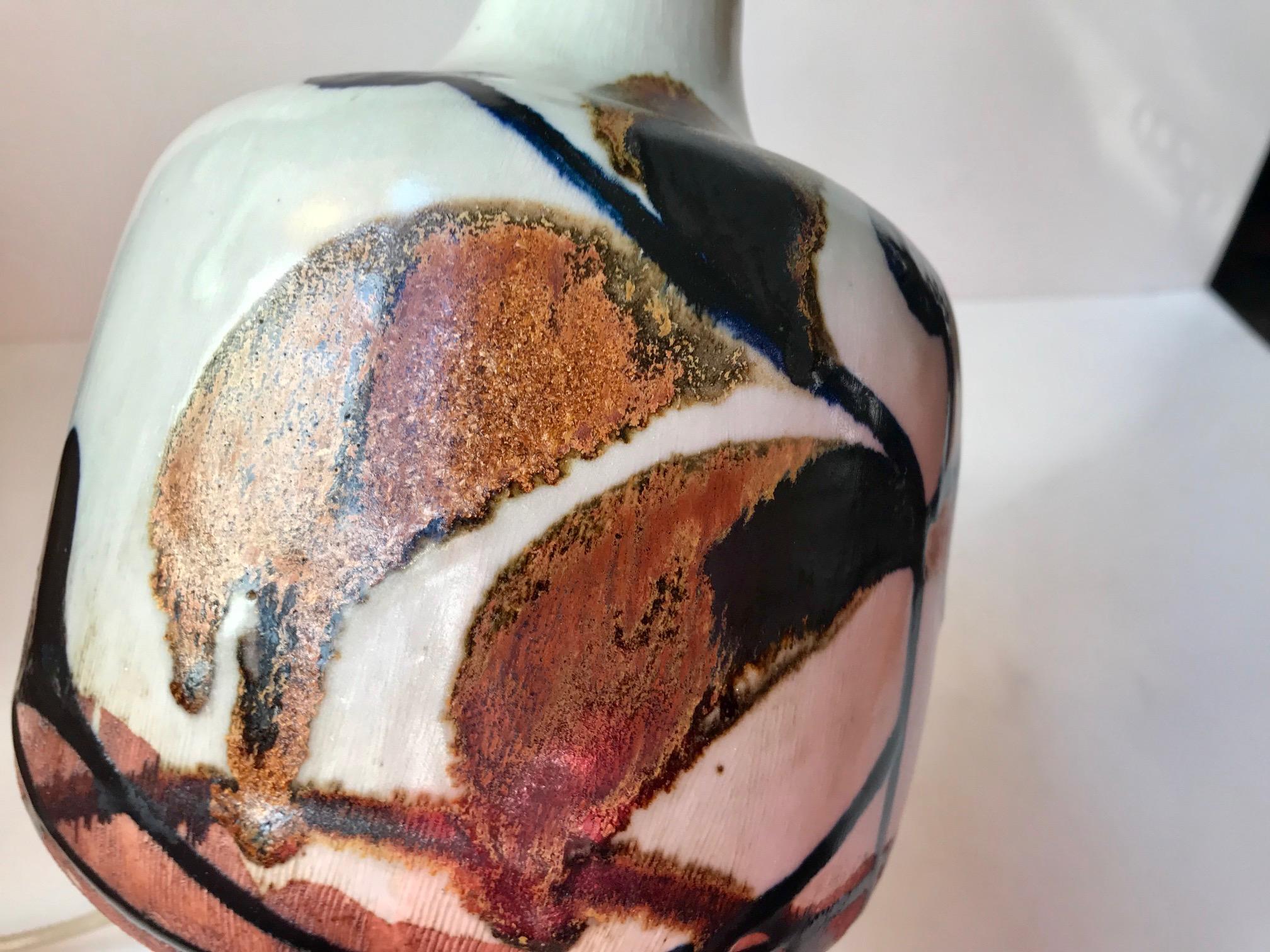 Danish Stoneware Table Lamp with Autumn Glaze by Ursula Printz Mogensen, 1960s 3