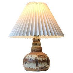 Danish Stoneware Table Lamp with Earthy Drip Glazes, 1970s