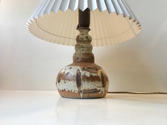 Danish Stoneware Table Lamp with Earthy Drip Glazes, 1970s