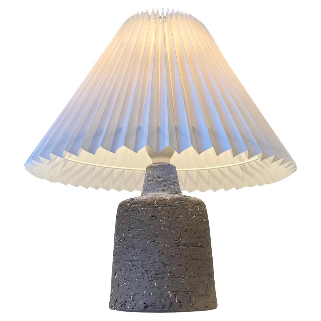 Danish Stoneware Table Lamp with Lavender Blue Glaze For Sale