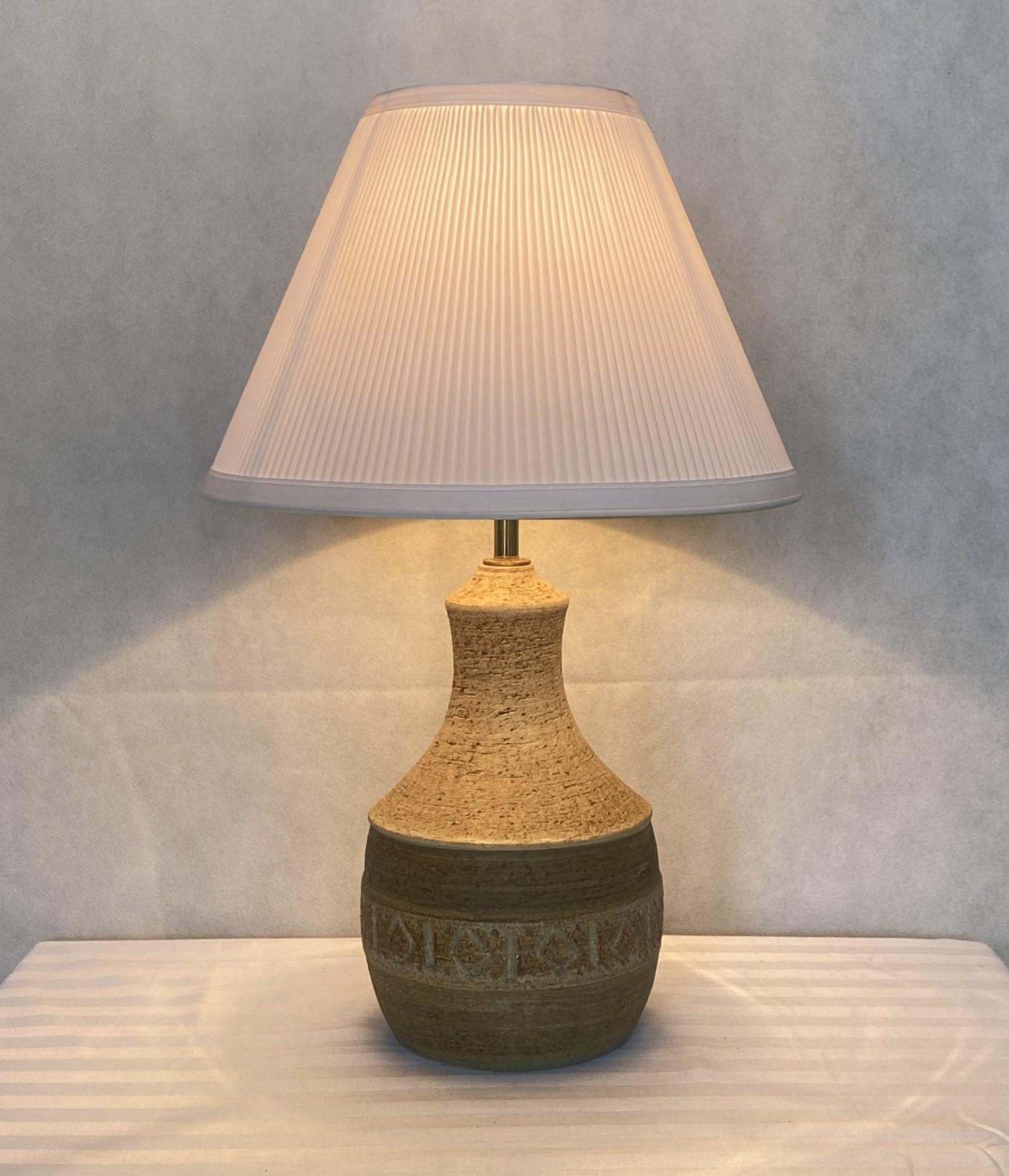 Danish Stoneware Table Lamp with Pleated Shade by Chris Haslev, Denmark, 1960s For Sale 3