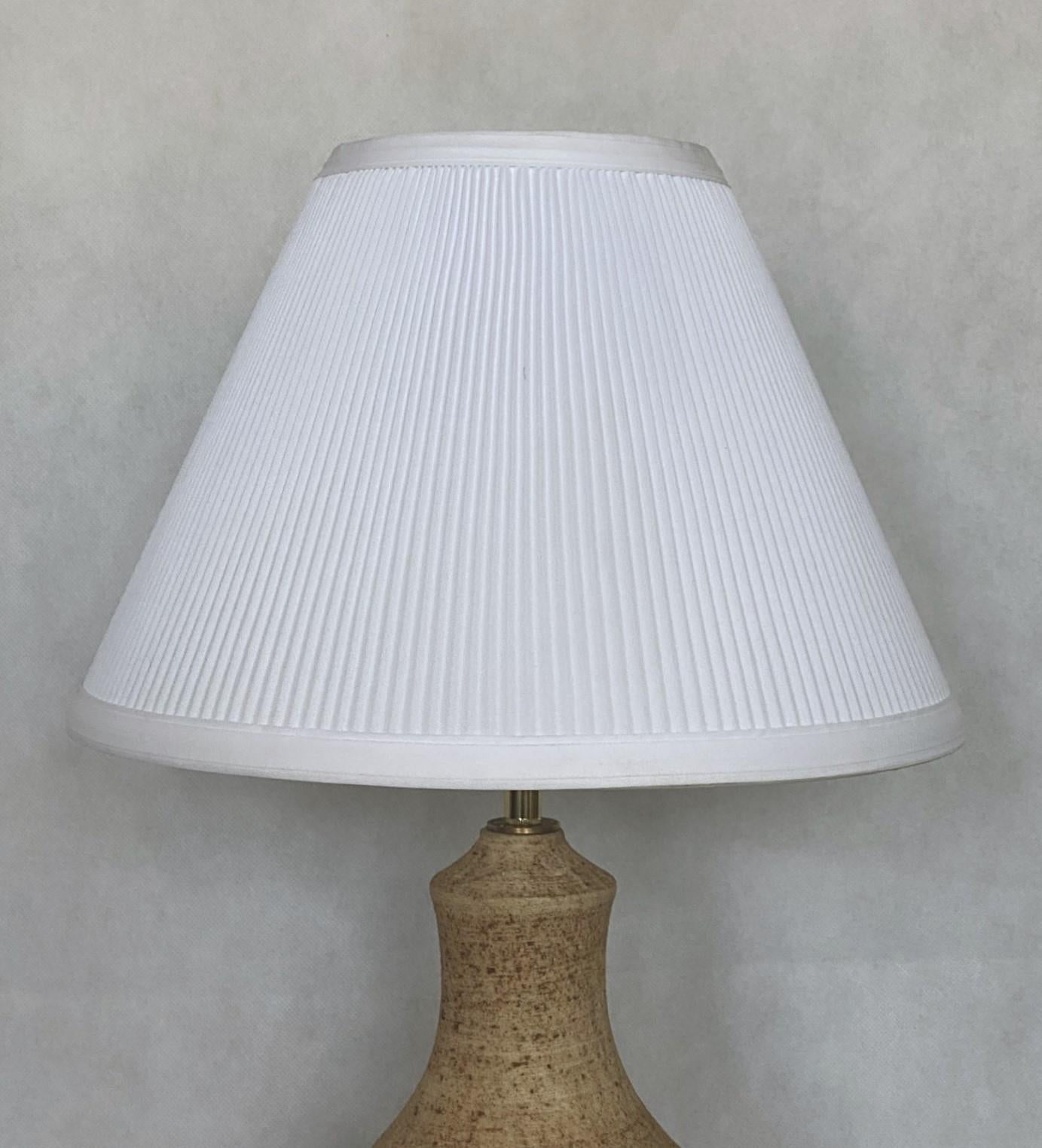 20th Century Danish Stoneware Table Lamp with Pleated Shade by Chris Haslev, Denmark, 1960s For Sale