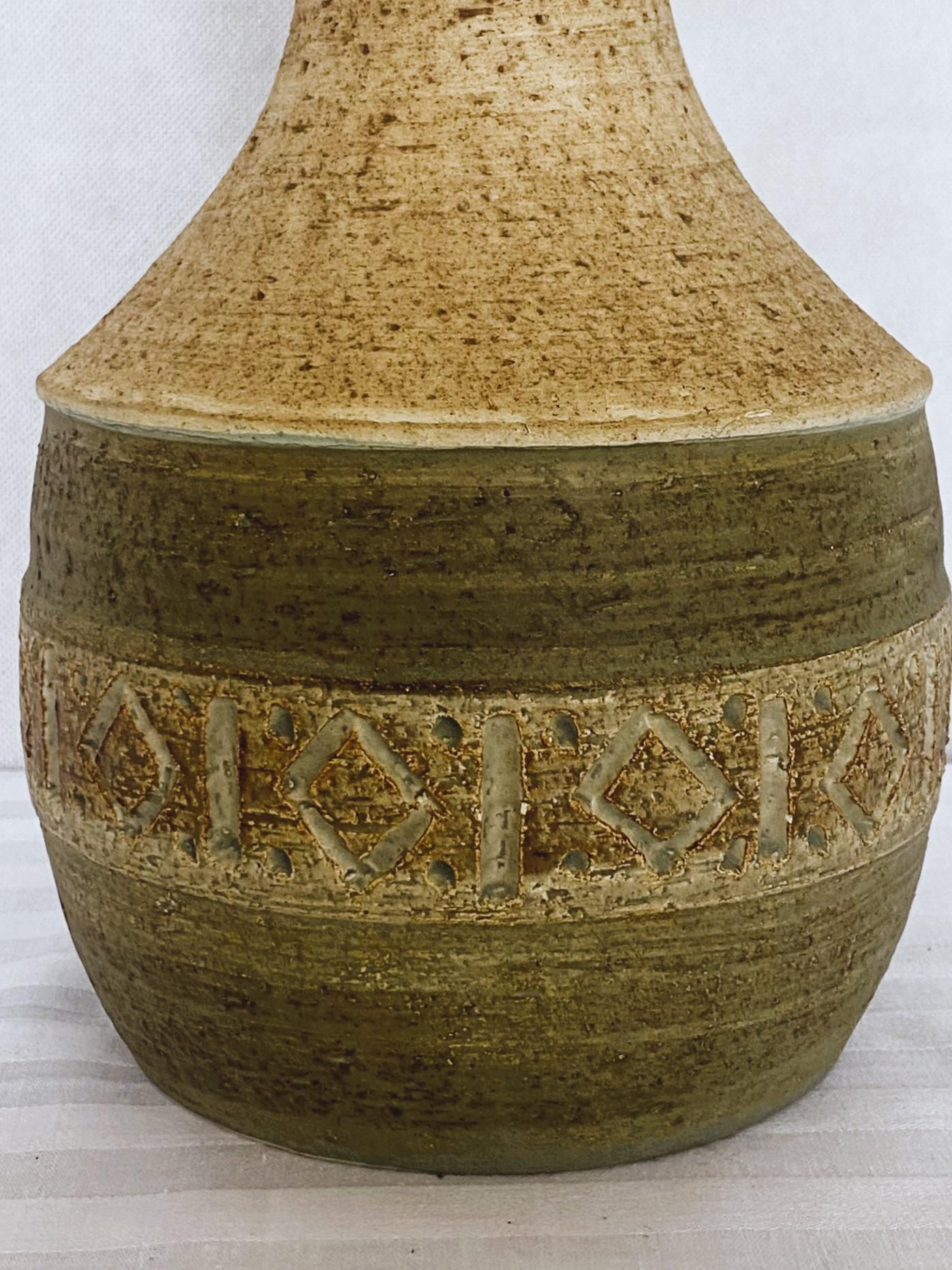 Danish Stoneware Table Lamp with Pleated Shade by Chris Haslev, Denmark, 1960s For Sale 2