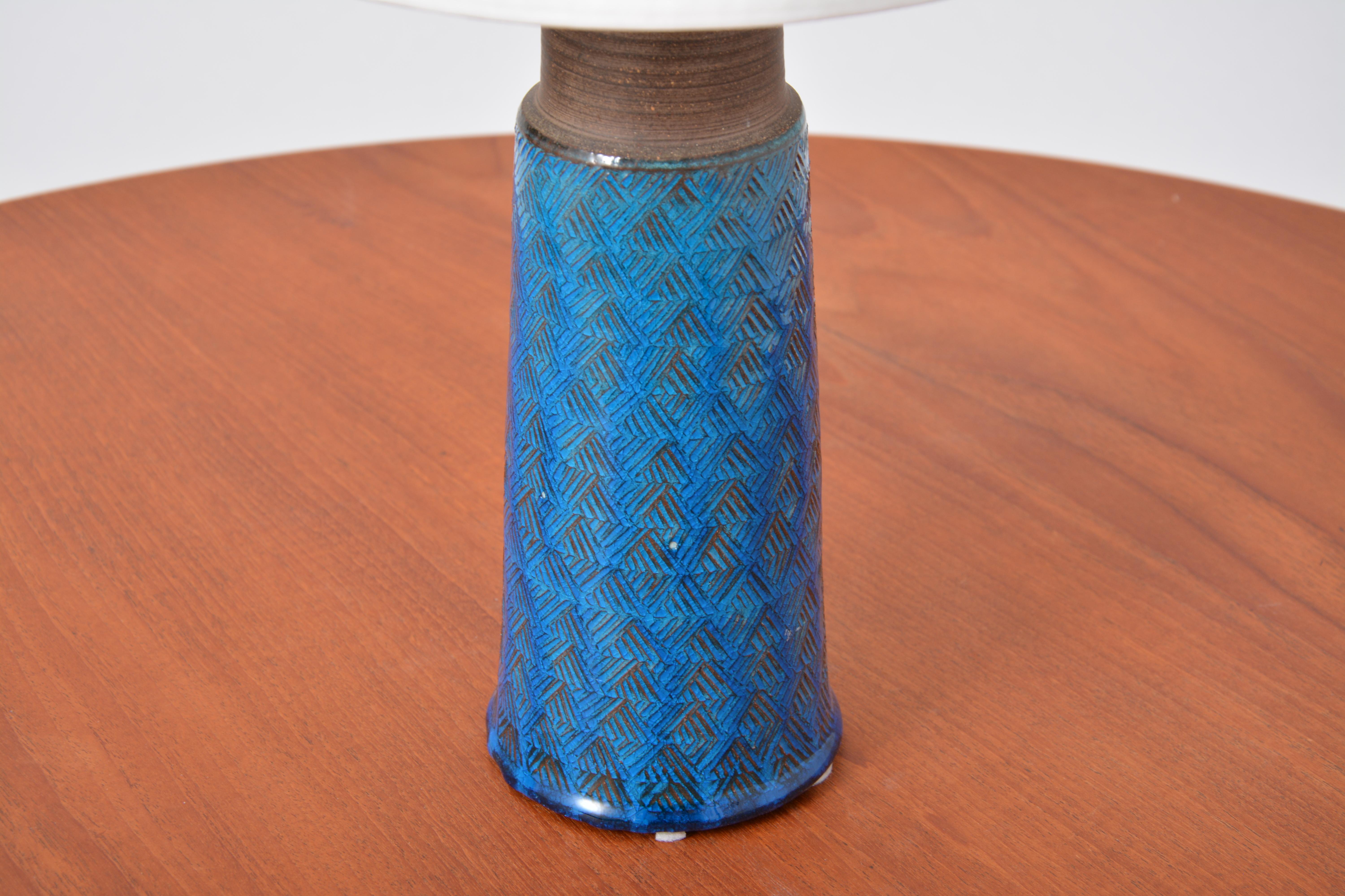 Glazed Turquoise Danish Mid-Century Modern Stoneware table lamp by Nils Kähler