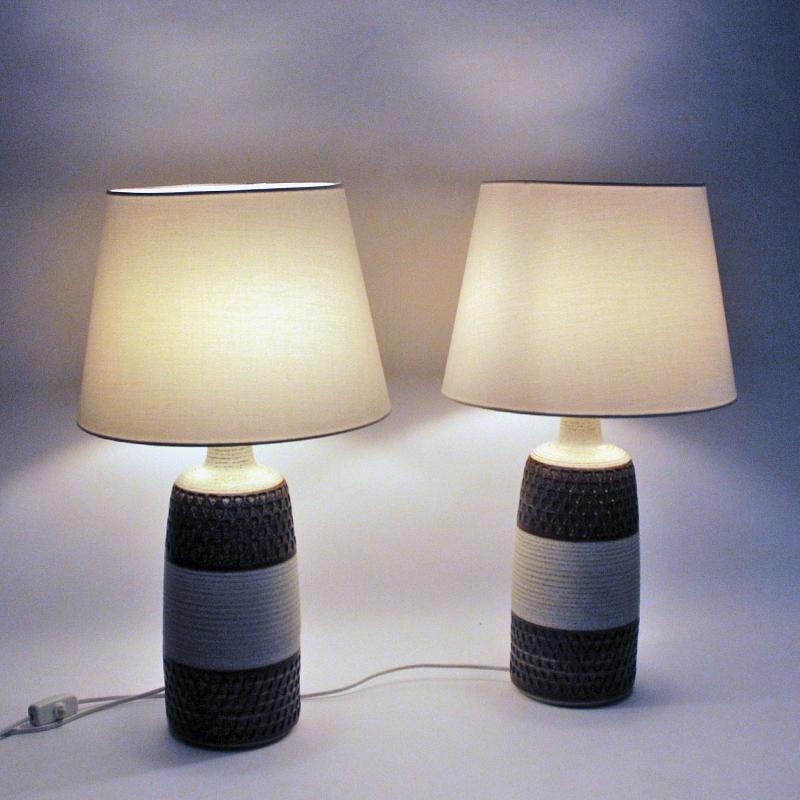 Scandinavian Modern Danish Stoneware Table Lamp Pair by Søholm Keramik, Bornholm, 1960s
