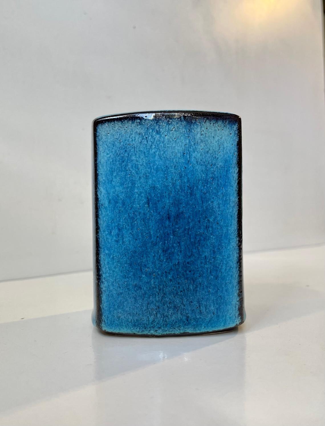 Mid-Century Modern Danish Stoneware Vase in Blue Glazes by Preben Gottshalk-Olsen, 1970s