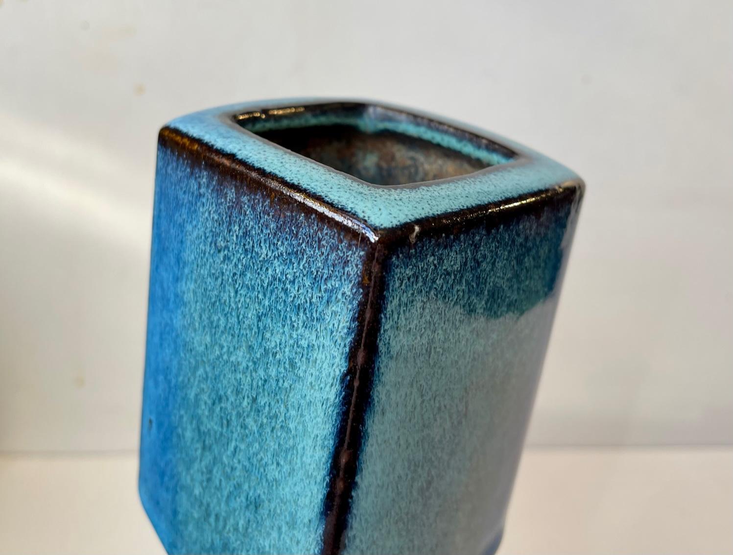 Glazed Danish Stoneware Vase in Blue Glazes by Preben Gottshalk-Olsen, 1970s