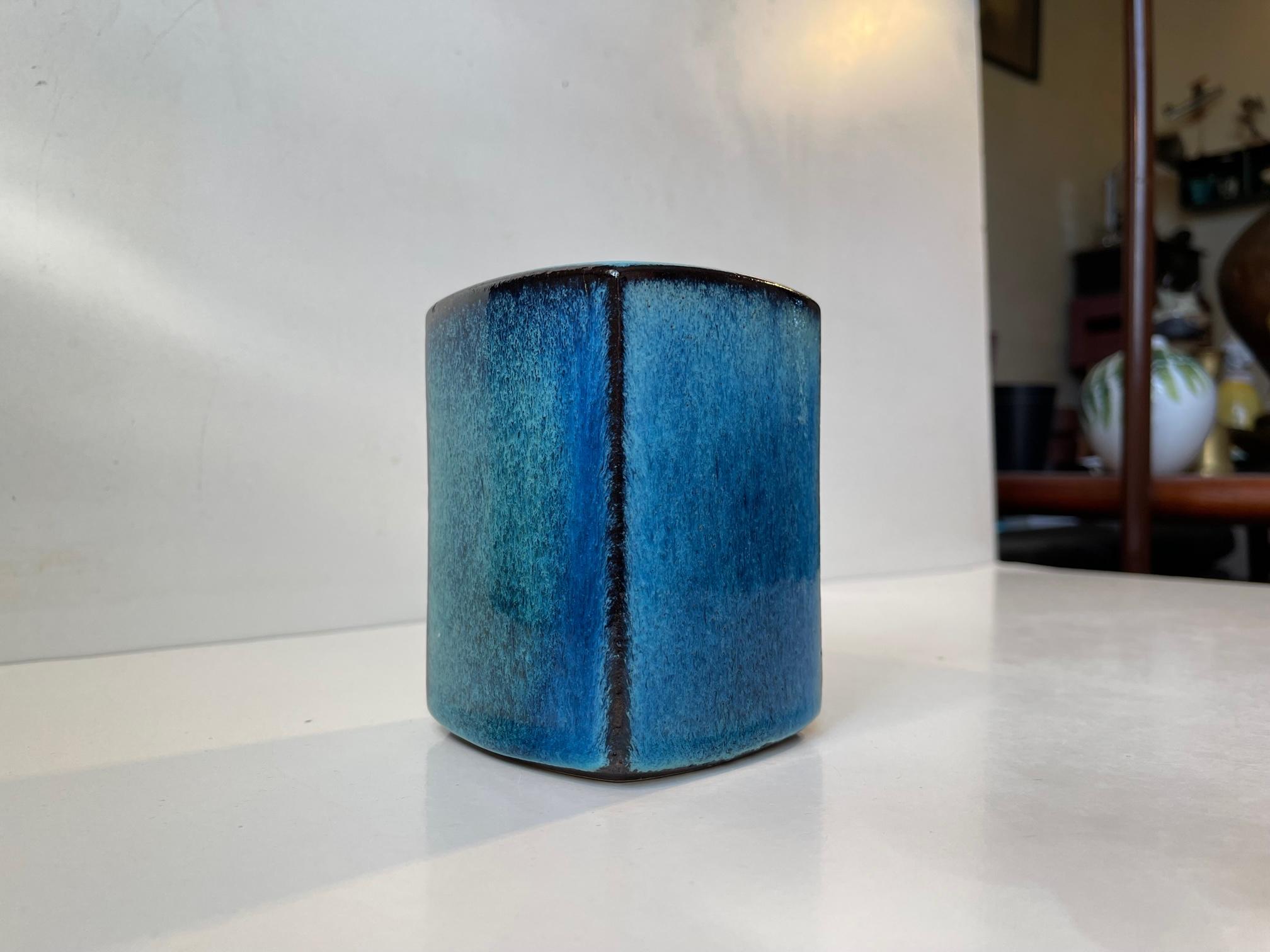 Late 20th Century Danish Stoneware Vase in Blue Glazes by Preben Gottshalk-Olsen, 1970s