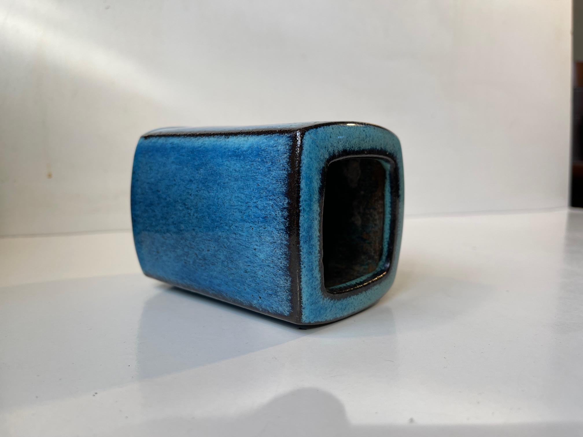 Danish Stoneware Vase in Blue Glazes by Preben Gottshalk-Olsen, 1970s 1