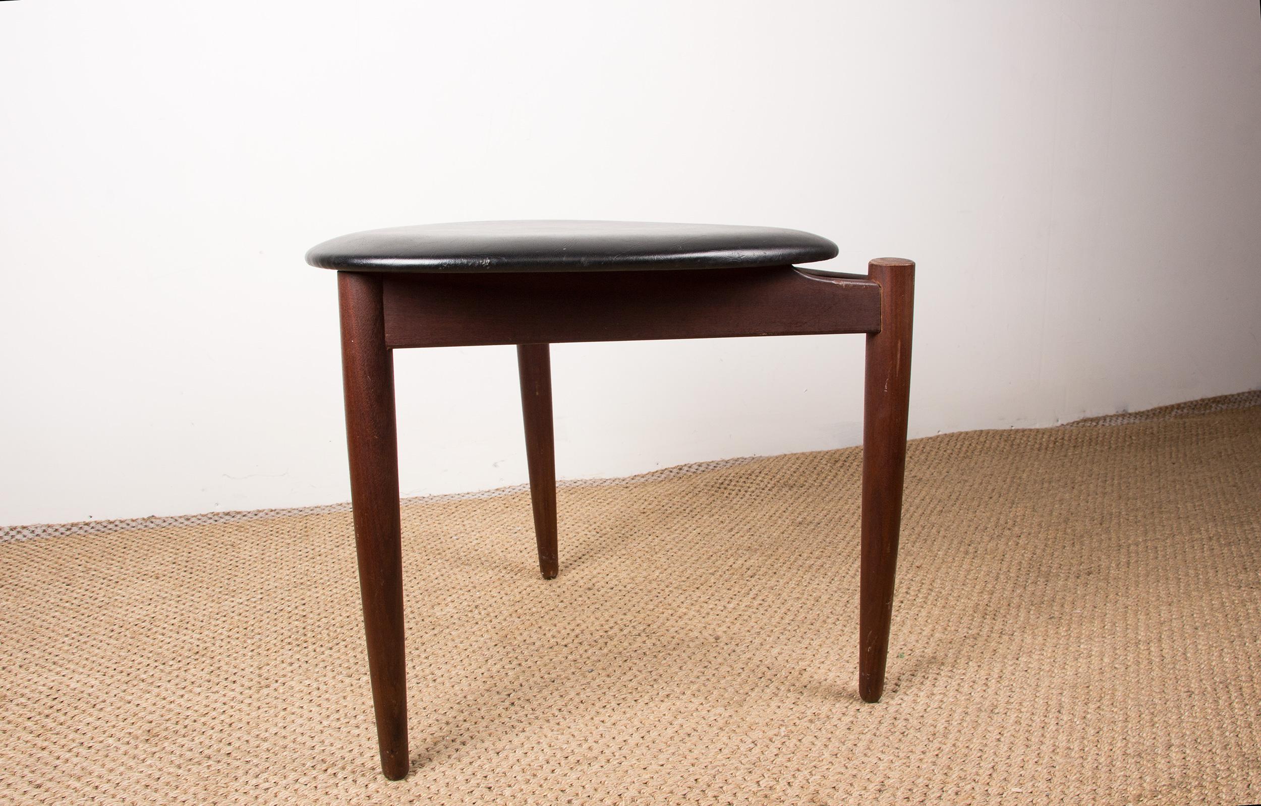Danish Stool in Teak & Black Skai by Hans Olsen for Frem Rojle, 1960 4