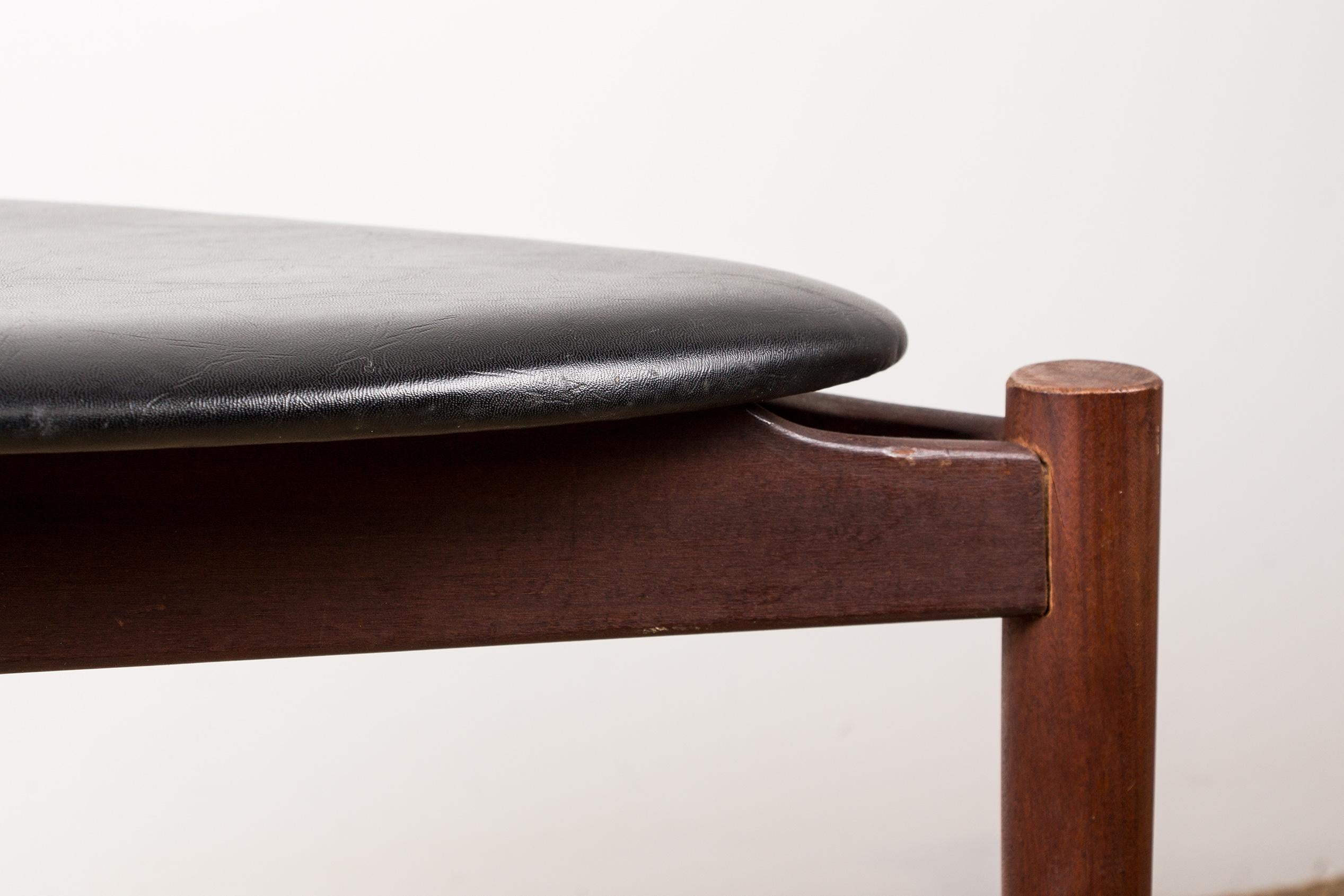 Danish Stool in Teak & Black Skai by Hans Olsen for Frem Rojle, 1960 5
