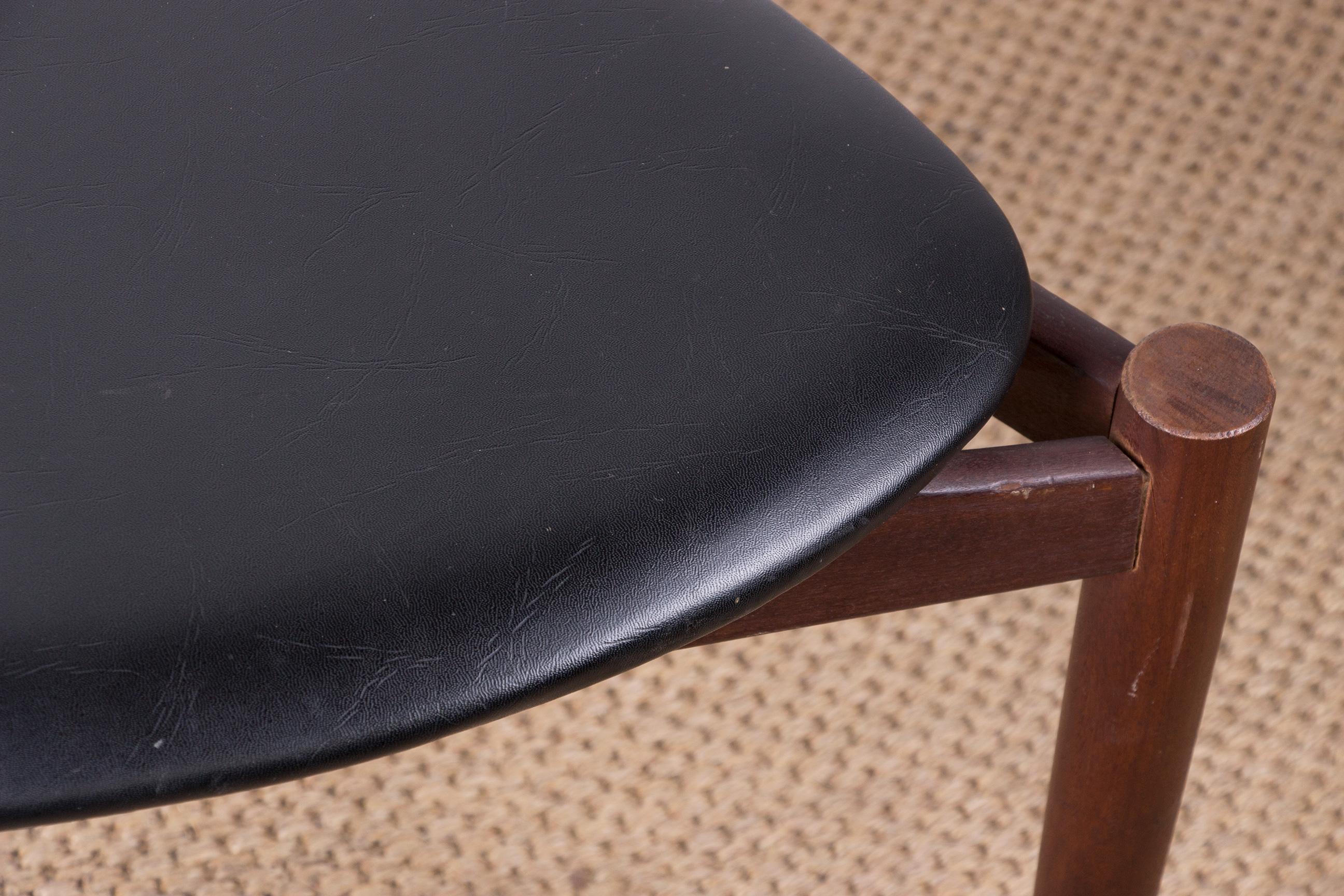 Danish Stool in Teak & Black Skai by Hans Olsen for Frem Rojle, 1960 6