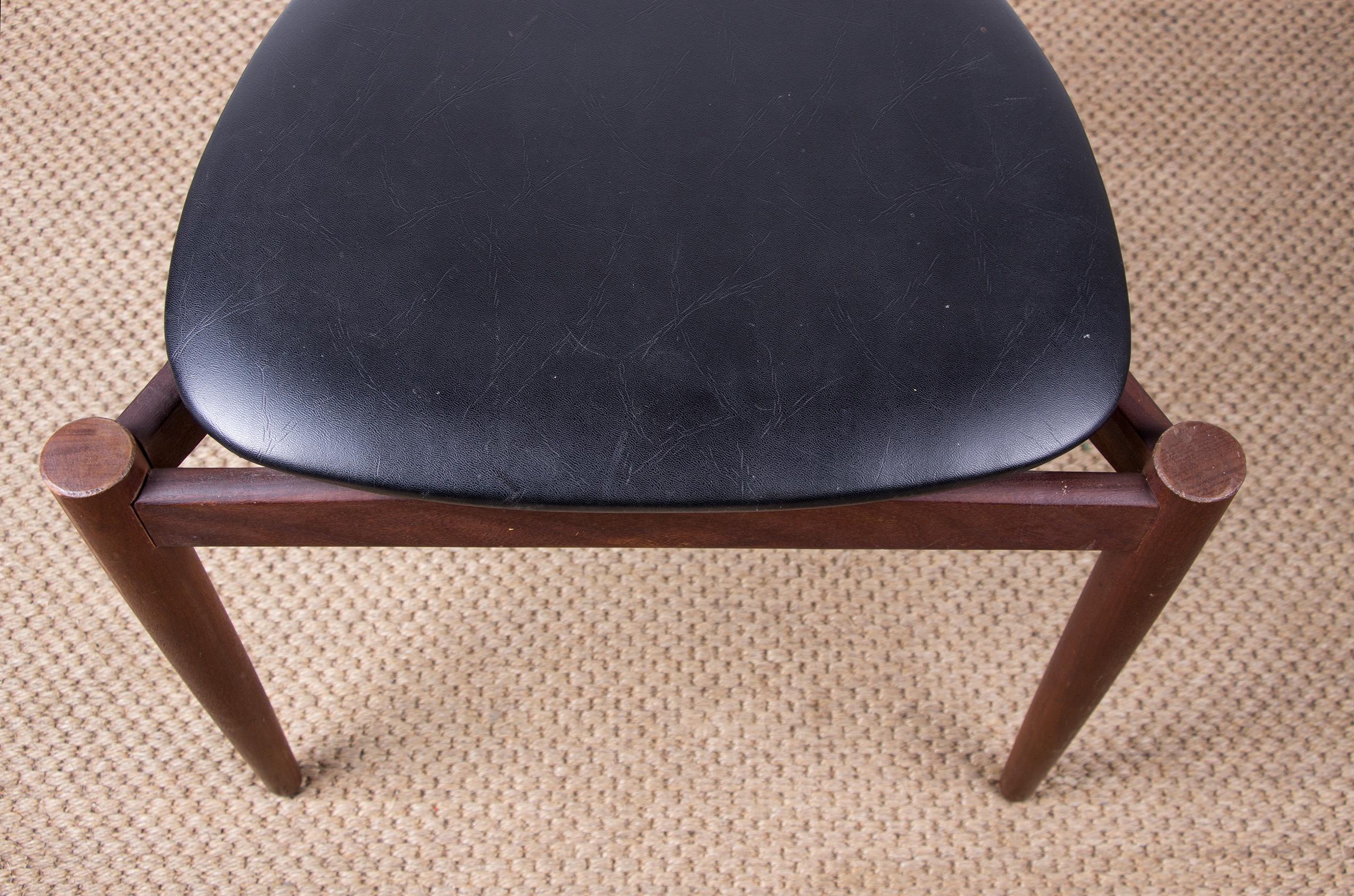 Danish Stool in Teak & Black Skai by Hans Olsen for Frem Rojle, 1960 9