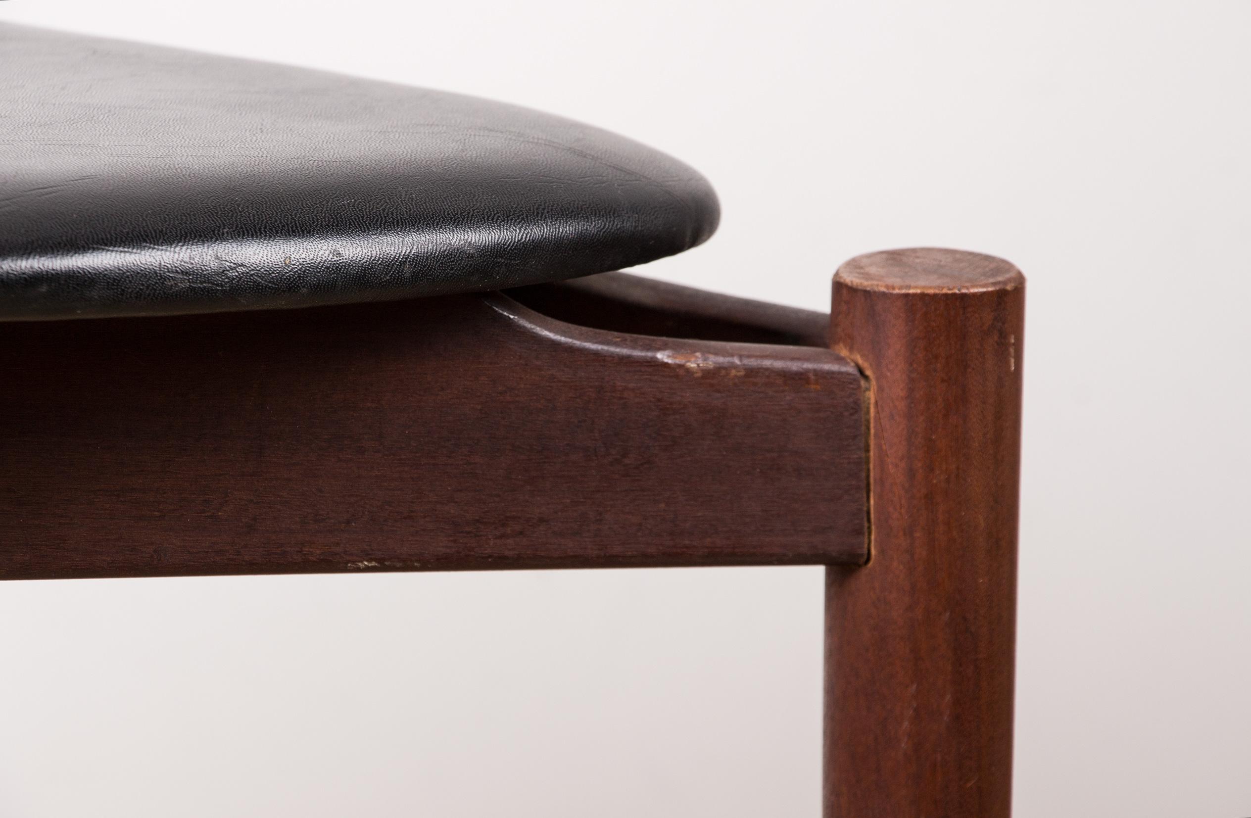 Danish Stool in Teak & Black Skai by Hans Olsen for Frem Rojle, 1960 2