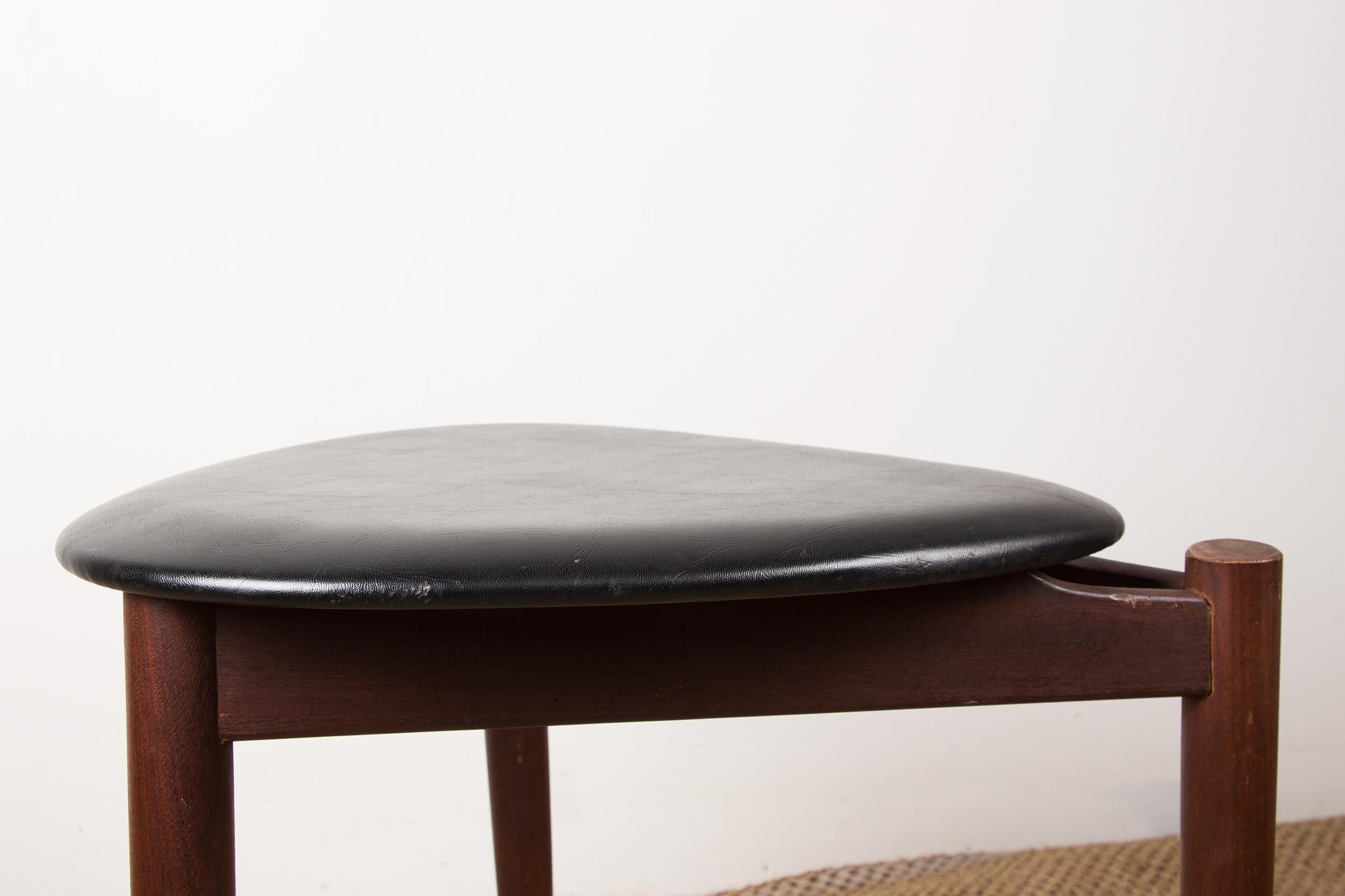 Danish Stool in Teak & Black Skai by Hans Olsen for Frem Rojle, 1960 3