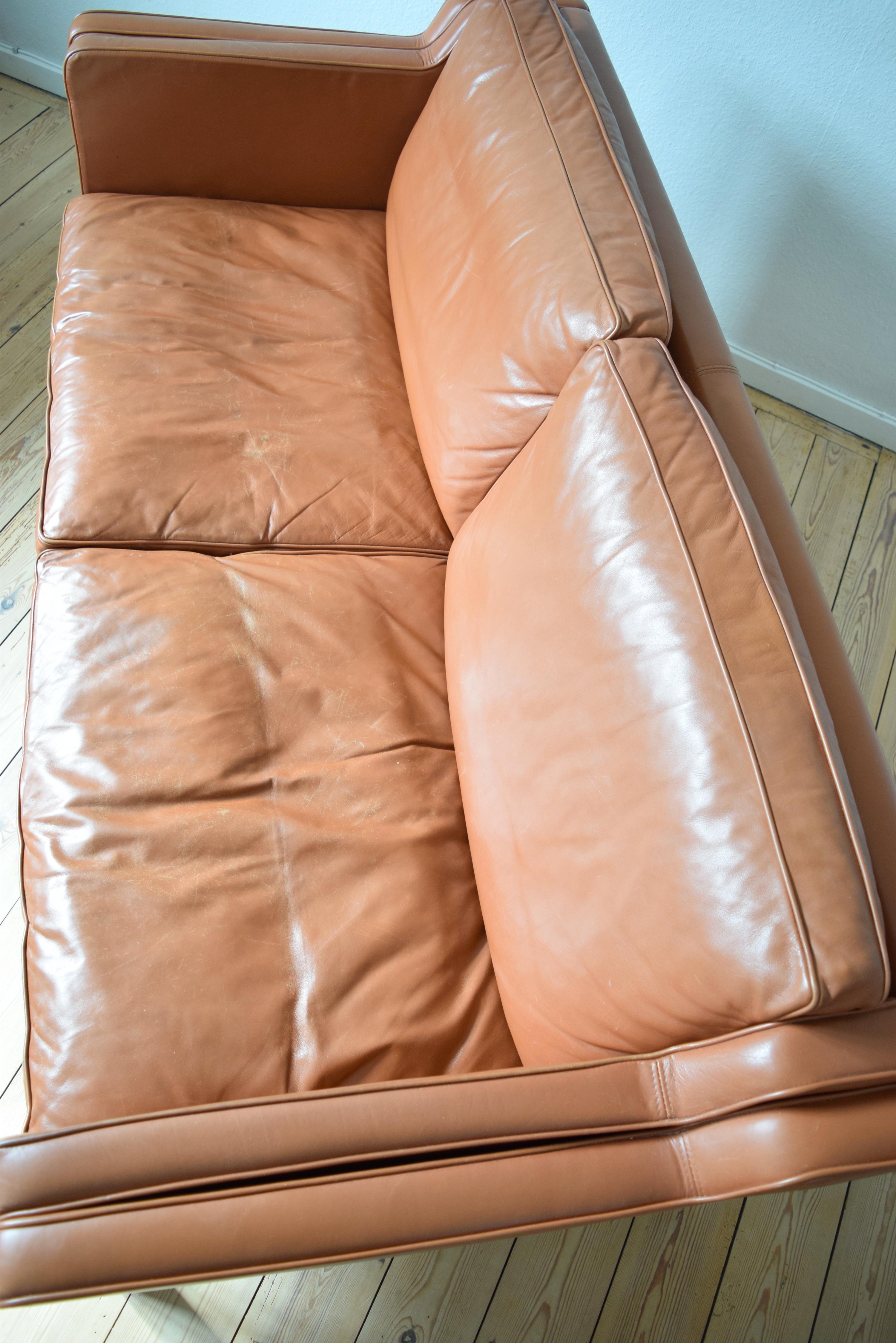 Late 20th Century Danish Stouby Cognac Leather Sofa, 1980s