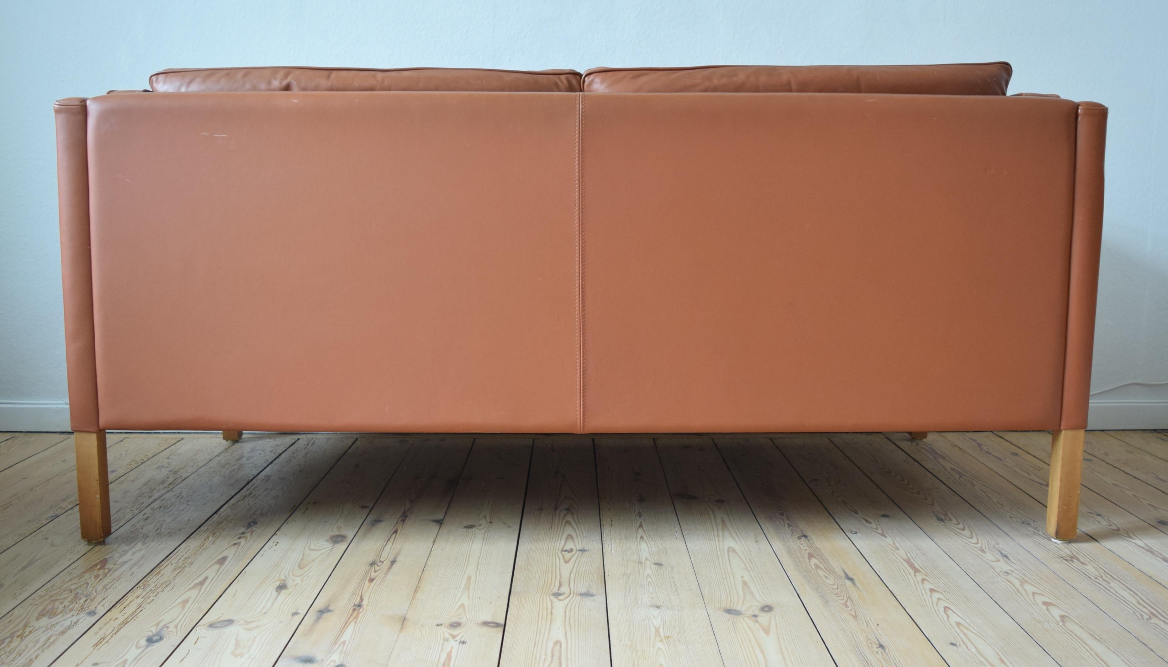 Danish Stouby Cognac Leather Sofa, 1980s 3