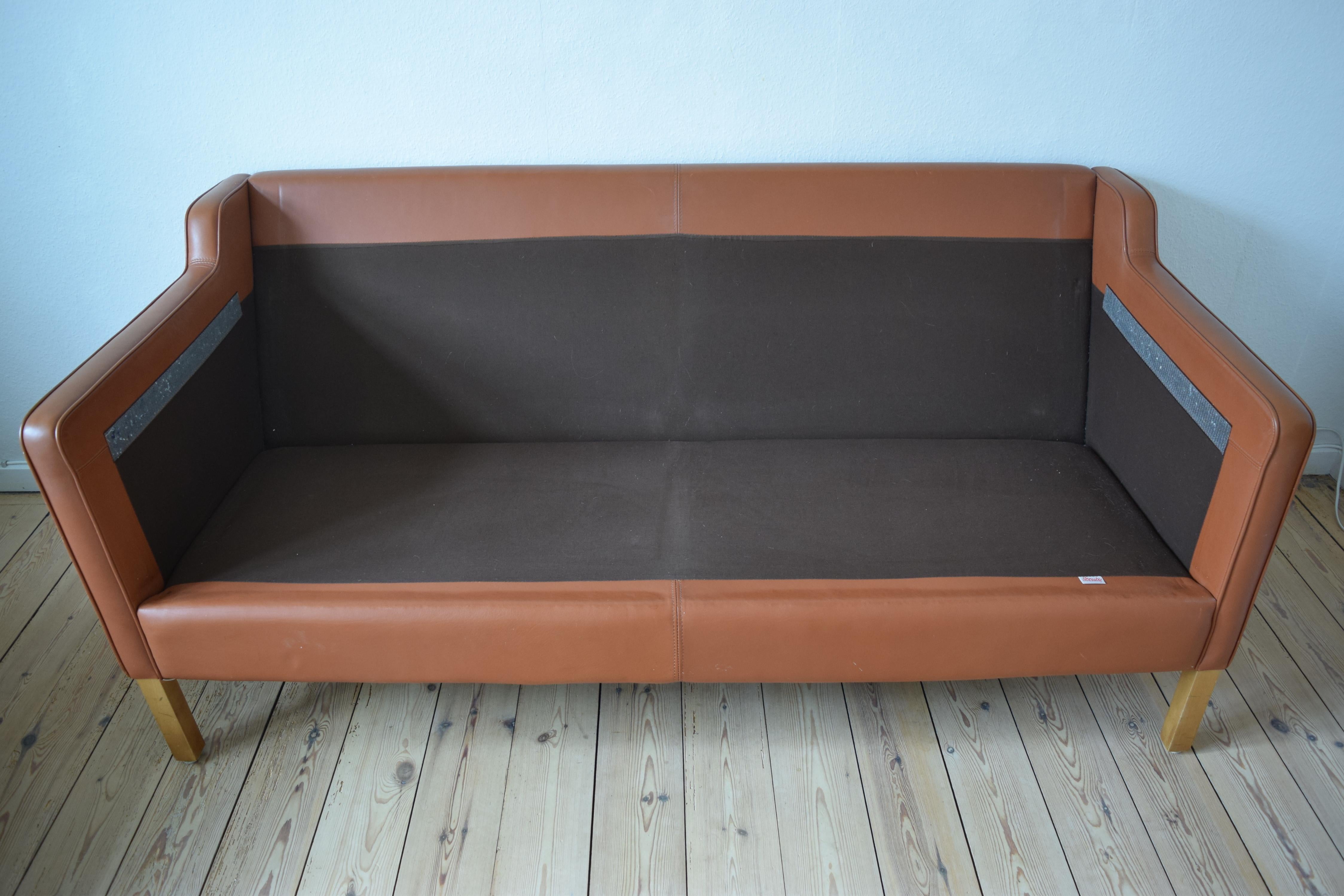 Danish Stouby Cognac Leather Sofa, 1980s 4