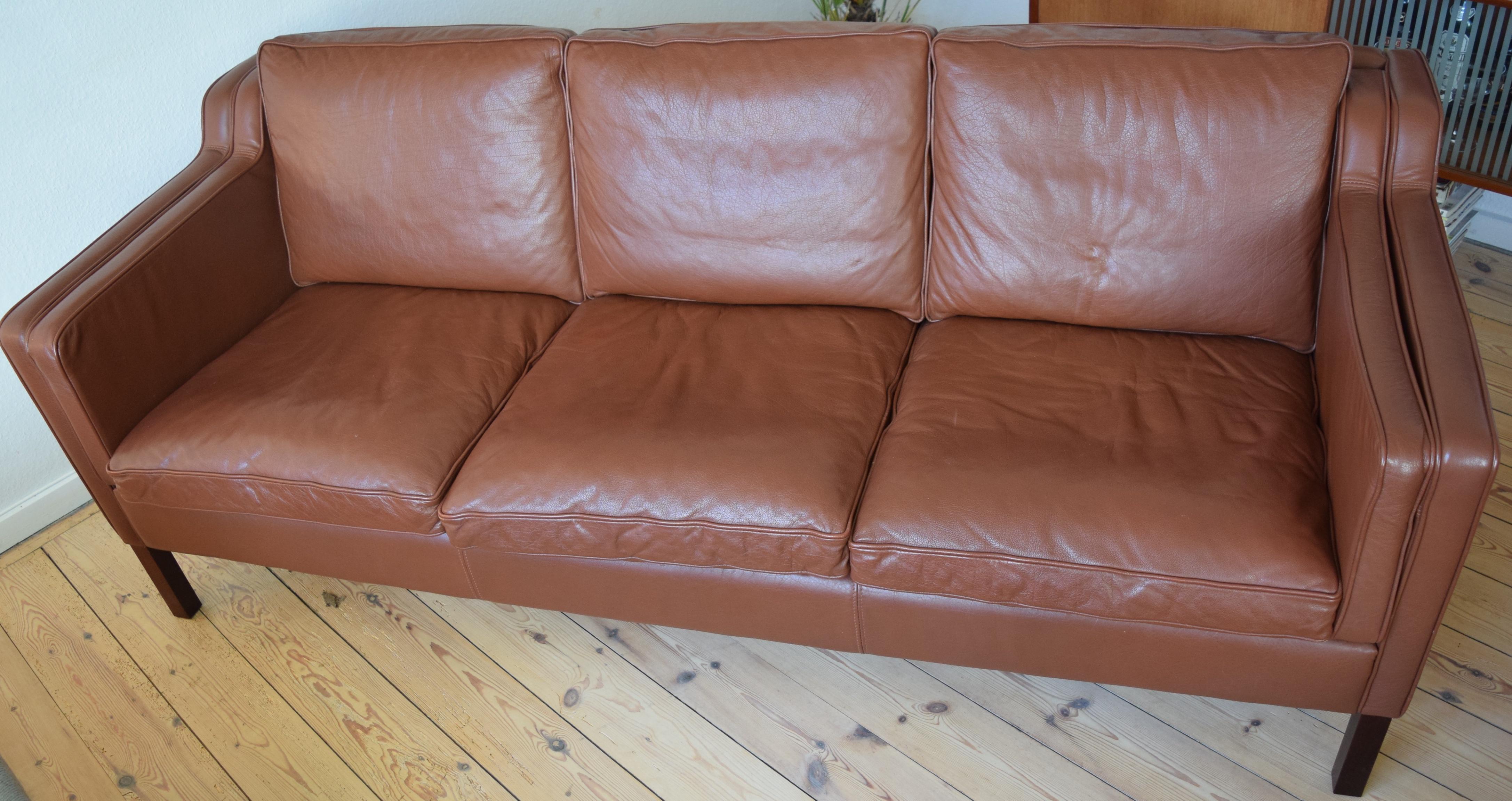 Danish Stouby Leather Sofa For Sale 5