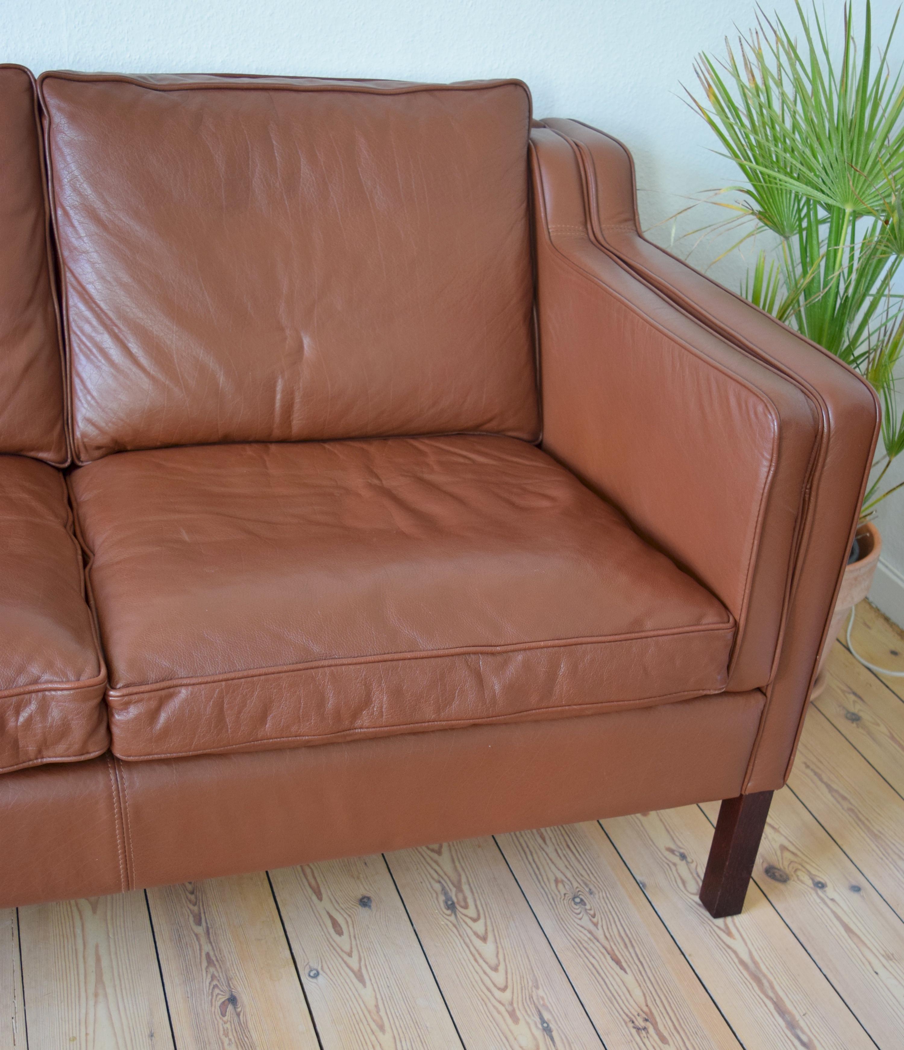 Mid-Century Modern Danish Stouby Leather Sofa For Sale