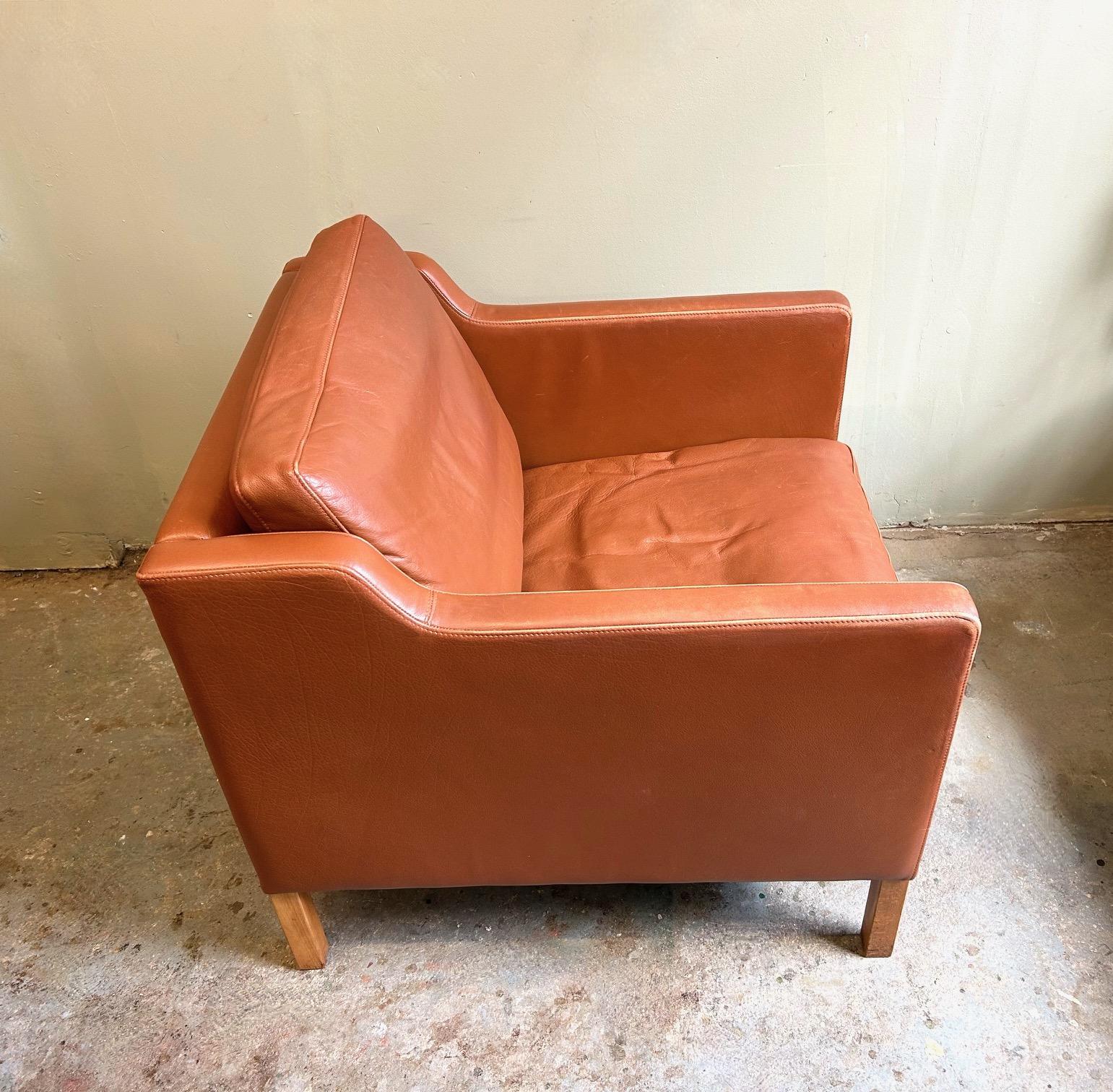 Danish Stouby Tan Leather Club Armchair Mid Century For Sale 5