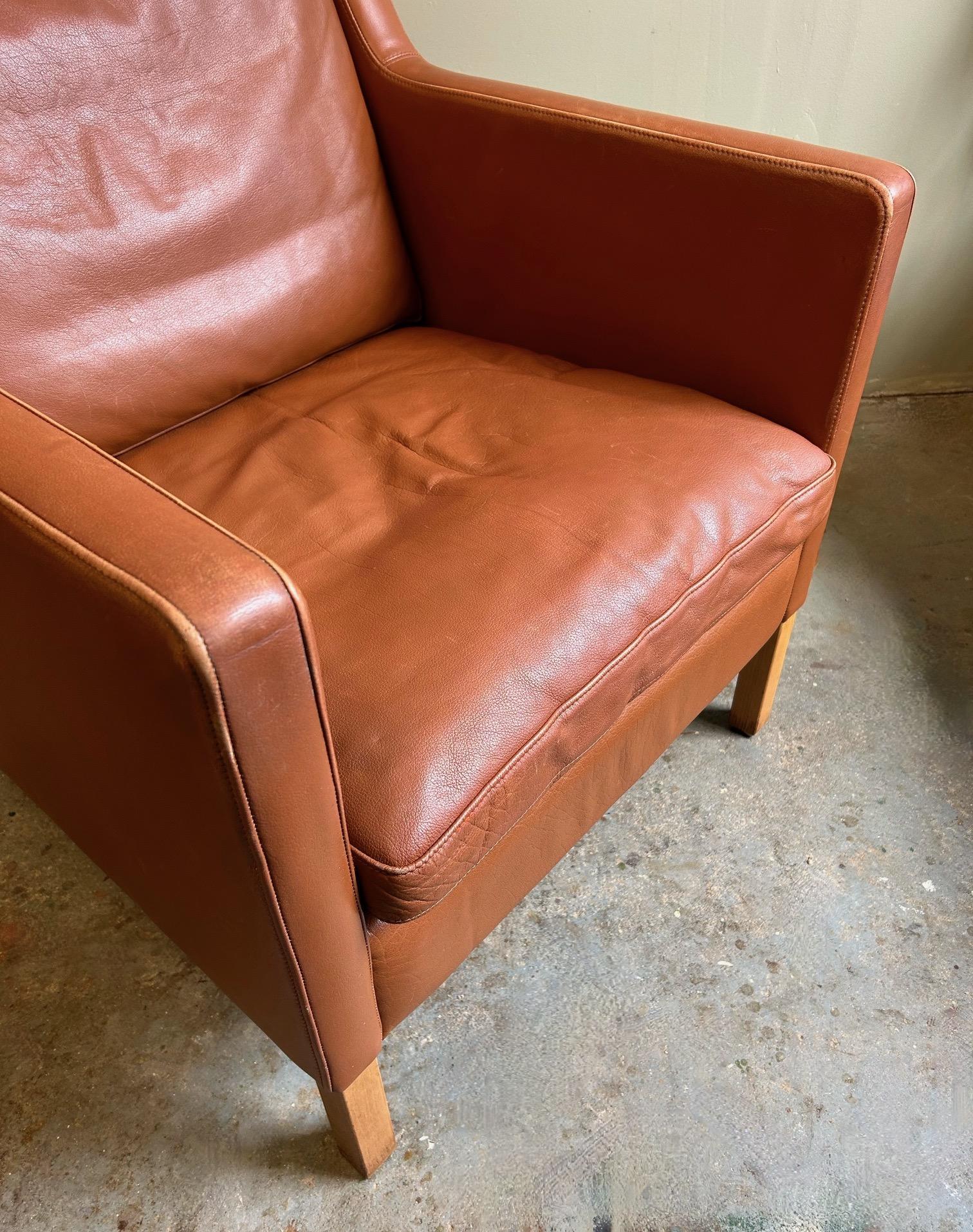 Danish Stouby Tan Leather Club Armchair Mid Century 8